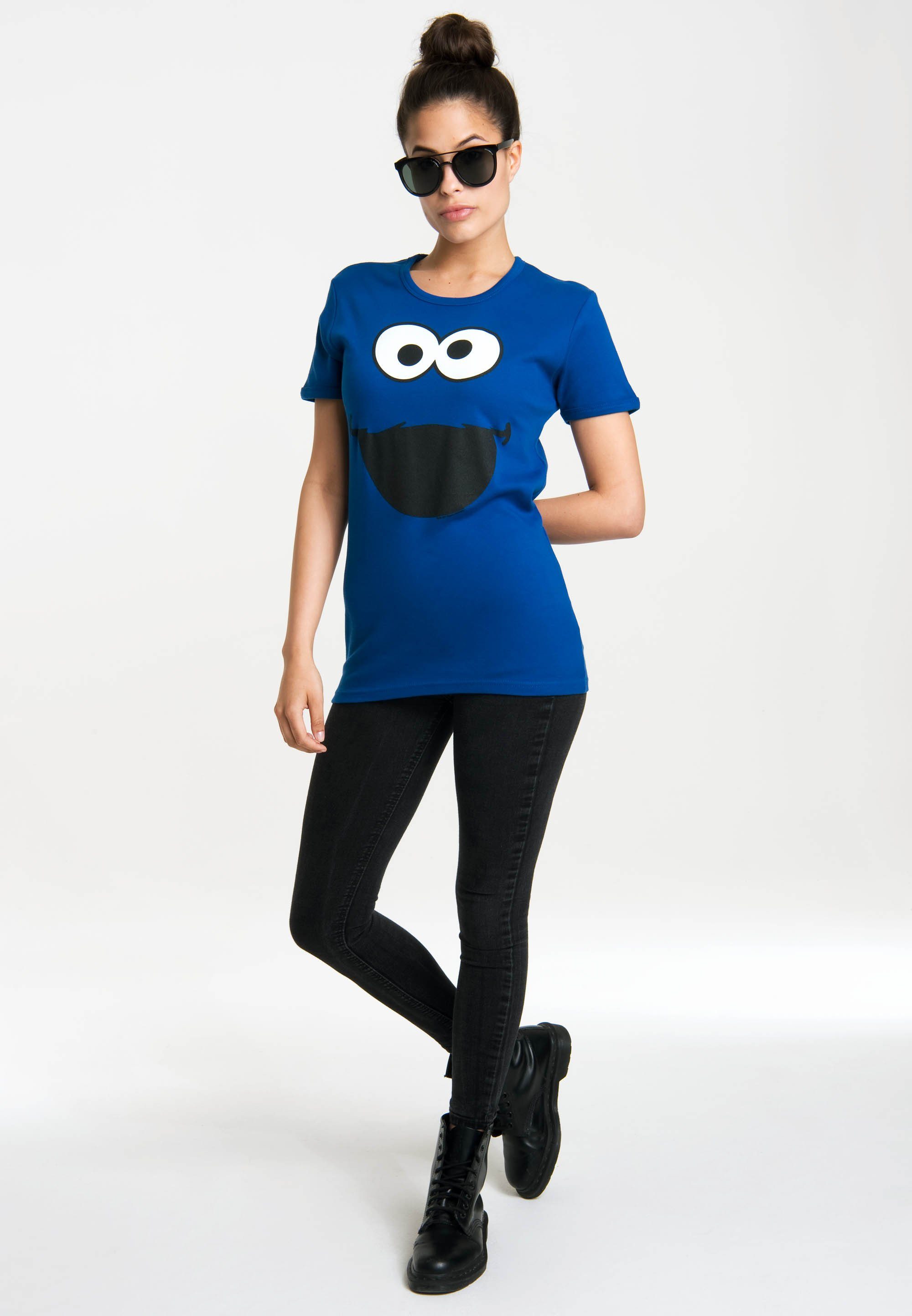LOGOSHIRT T-Shirt Cookie Monster – Face mit lizenzierten Originaldesign – Bild 2 von 5