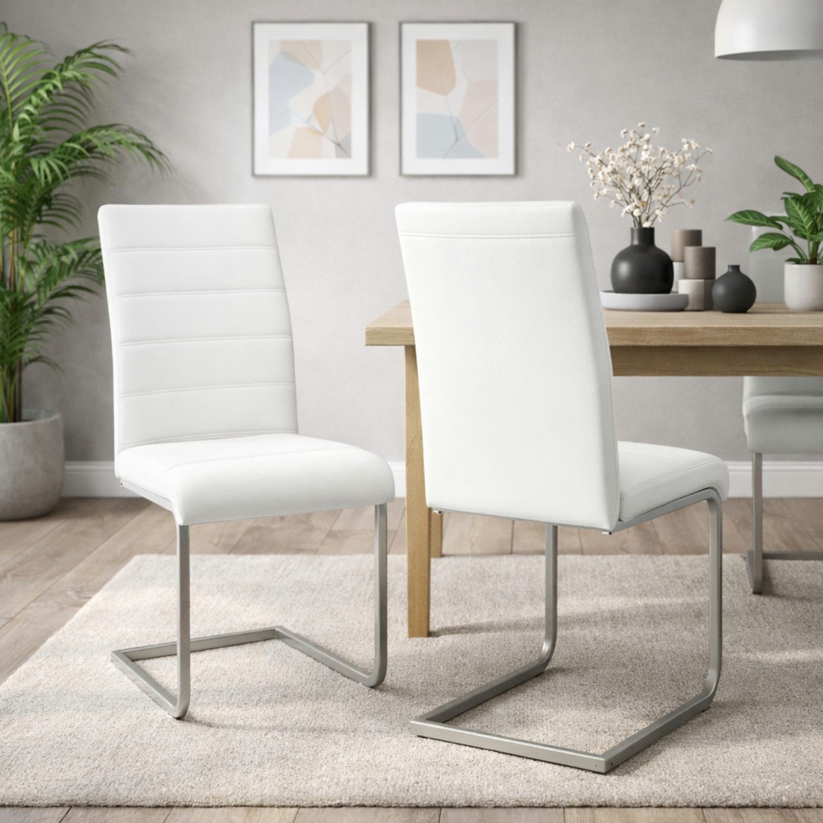 HAGO Esszimmerstuhl 2er Set Esszimmerstühle Freischwinger Polster Küchenstuhl Hochlehner