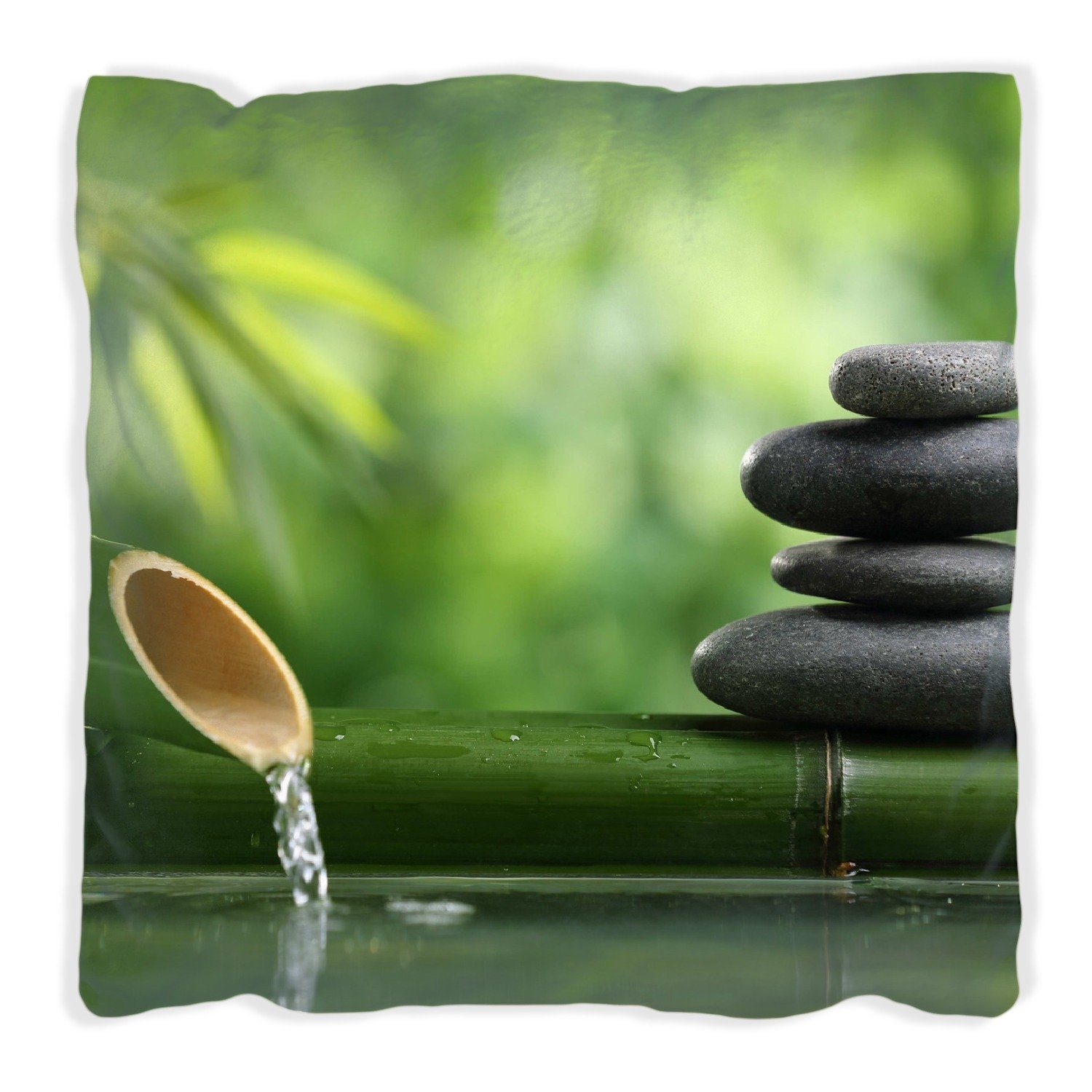 dem Steinstapel Wallario Wasser, auf und handgenäht Bambus Dekokissen