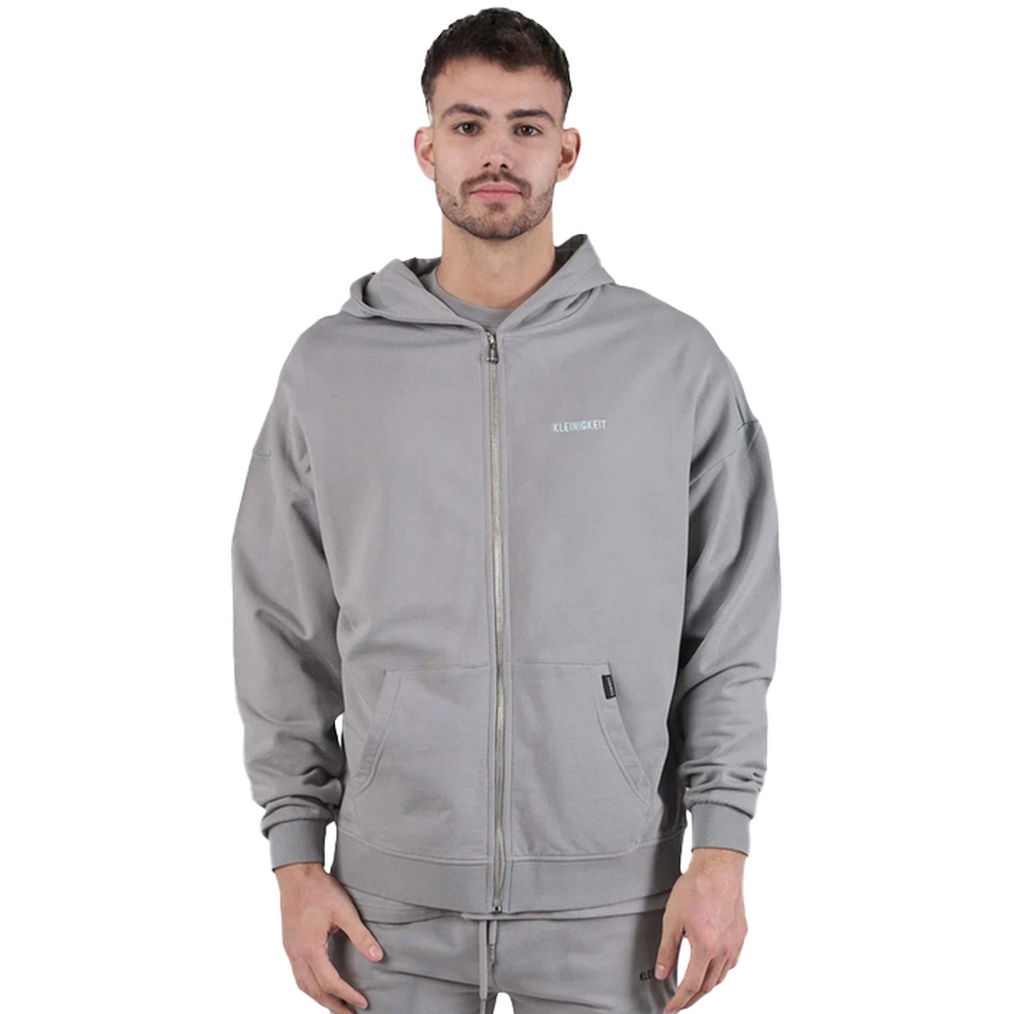 Kapuzenplüschjacke Sticki Micki Zipper Bois, grau