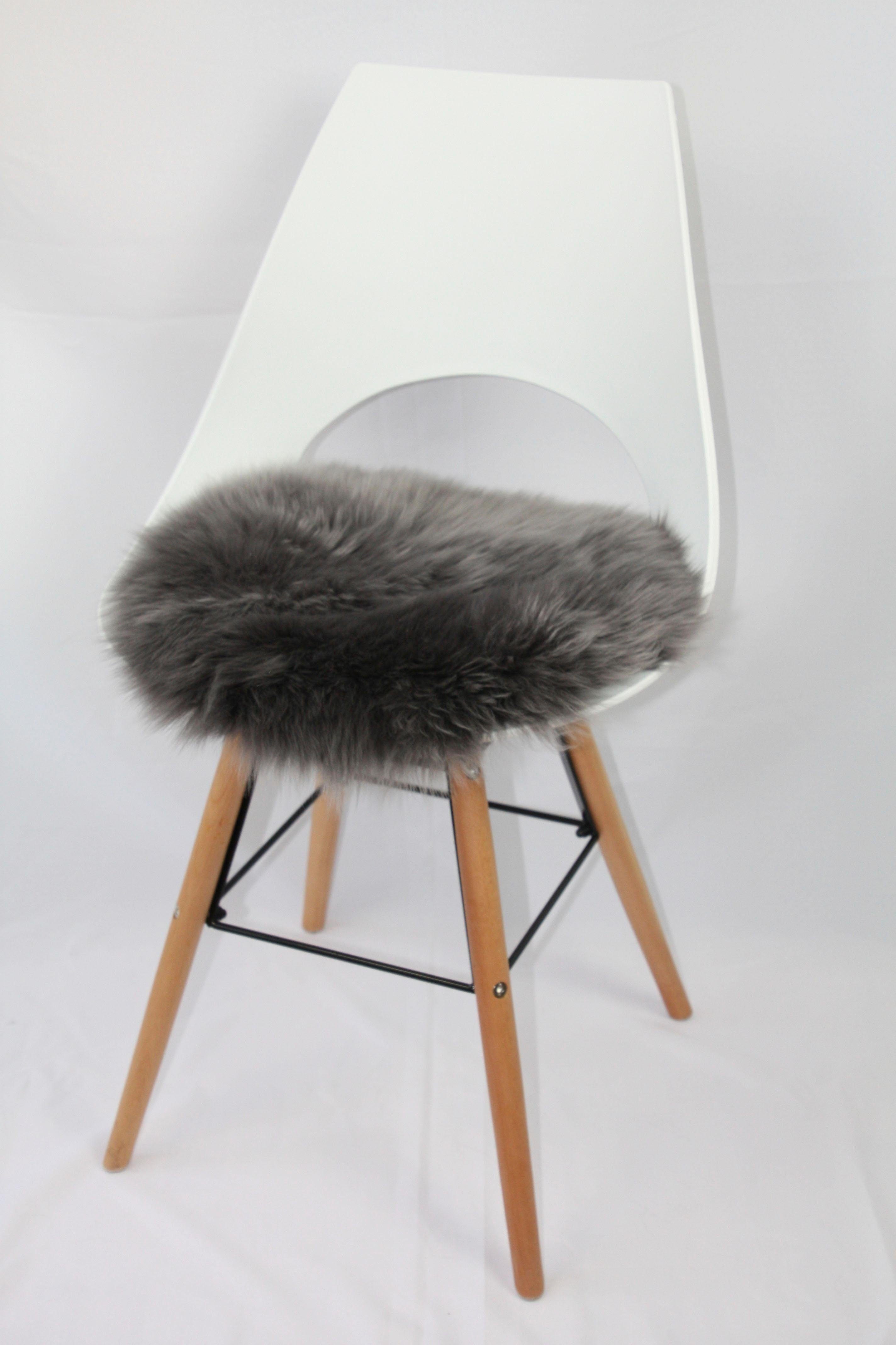 Heitmann Felle Stuhlkissen Lamm, Sitzauflage rund, Ø 45 cm, echtes Lammfell, waschbar, auch als 2er oder 4er Set