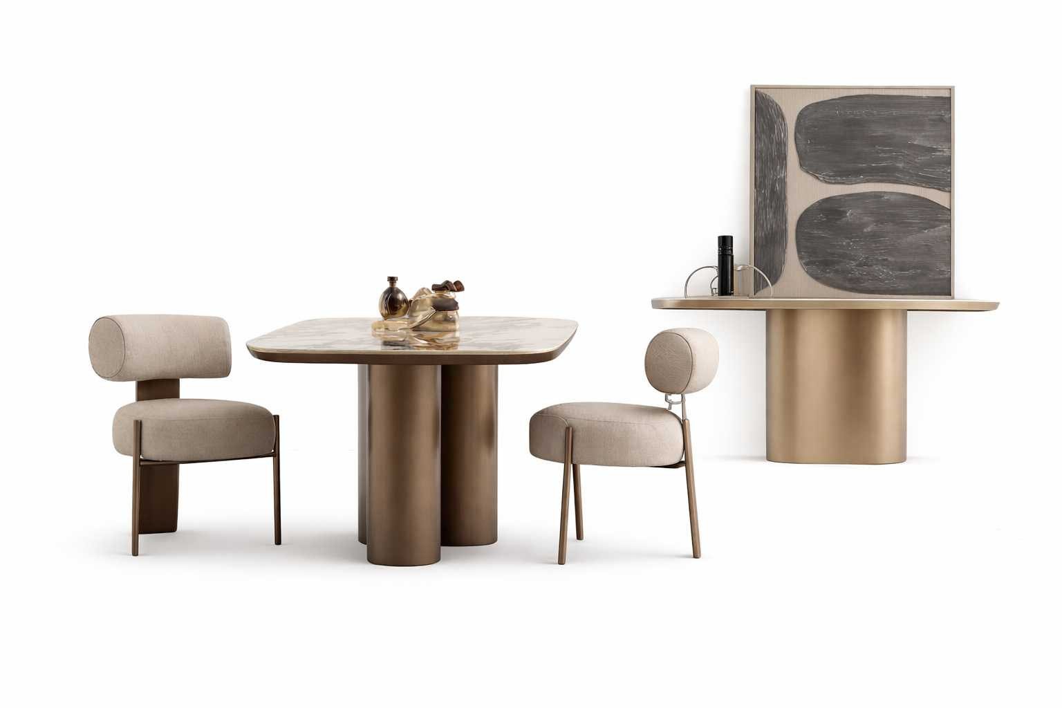 Essgruppe Modern Esszimmer Set Esstisch mit 2 Stühlen 4 tlg.