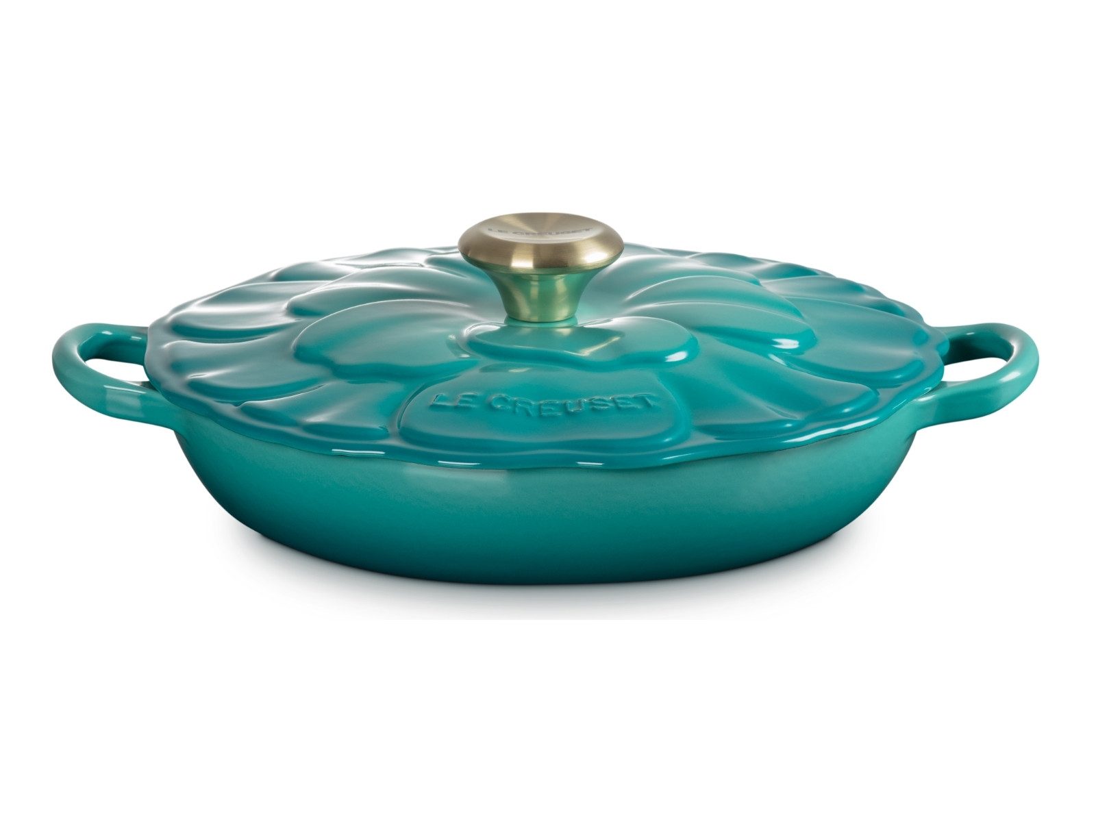 LE CREUSET Kochtopf Signature Gourmet-Profitopf Blume bleu riviera 26cm, Emailliertes Gusseisen