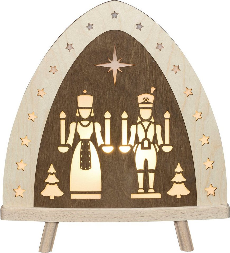 Weigla LED Lichterbogen Engel und Bergmann, Erzgebirge (1-tlg),  Weihnachtsdeko aus Holz