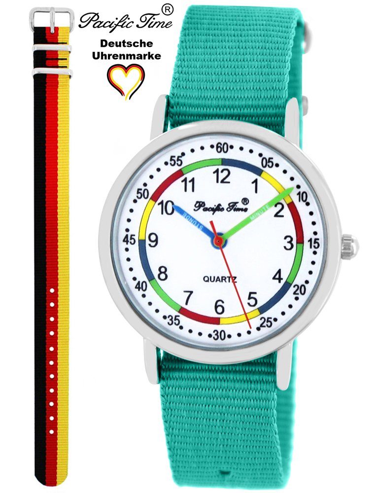 Time türkis Kinder Gratis Pacific Lernuhr Deutschland - Versand und Wechselarmband, First Design Mix Quarzuhr und Set Match Armbanduhr