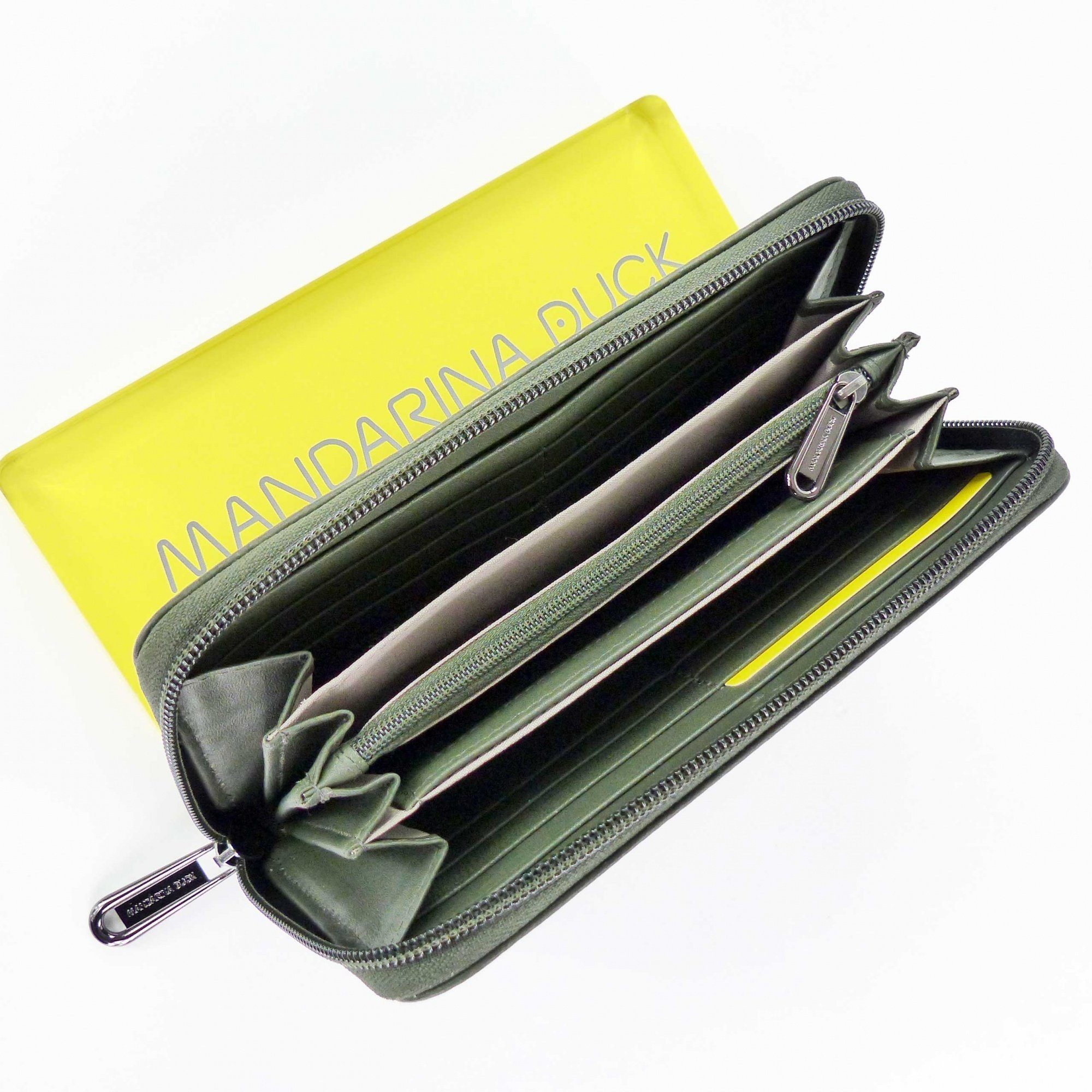 Wallet Leather Mellow Zip Loden Duck Geldbörse Around Mandarina FZP61