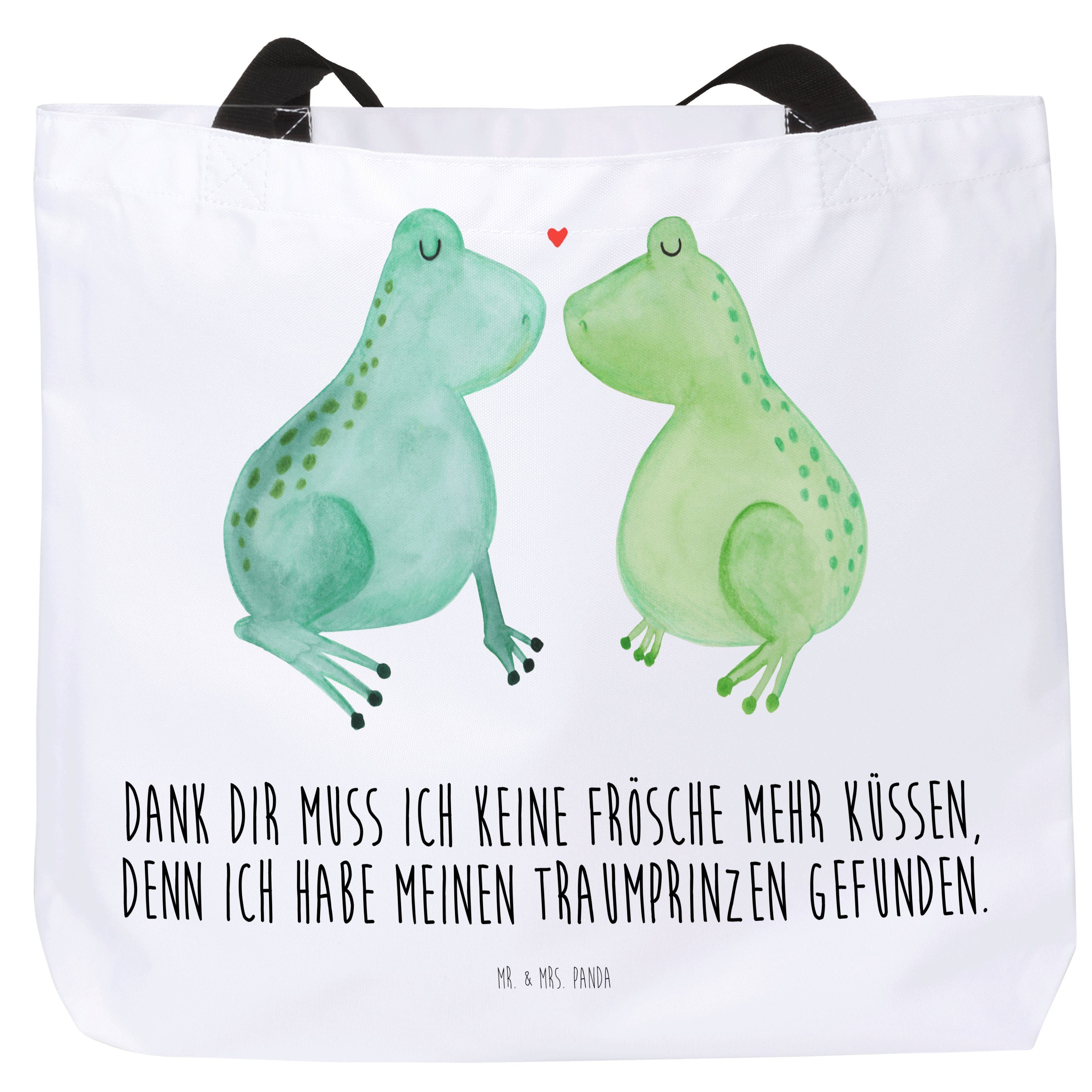 Mr. & Mrs. Panda Shopper Frosch Liebe - Weiß - Geschenk, Paar, Freundin, Freund, Shopper, Ehem (1-tlg)
