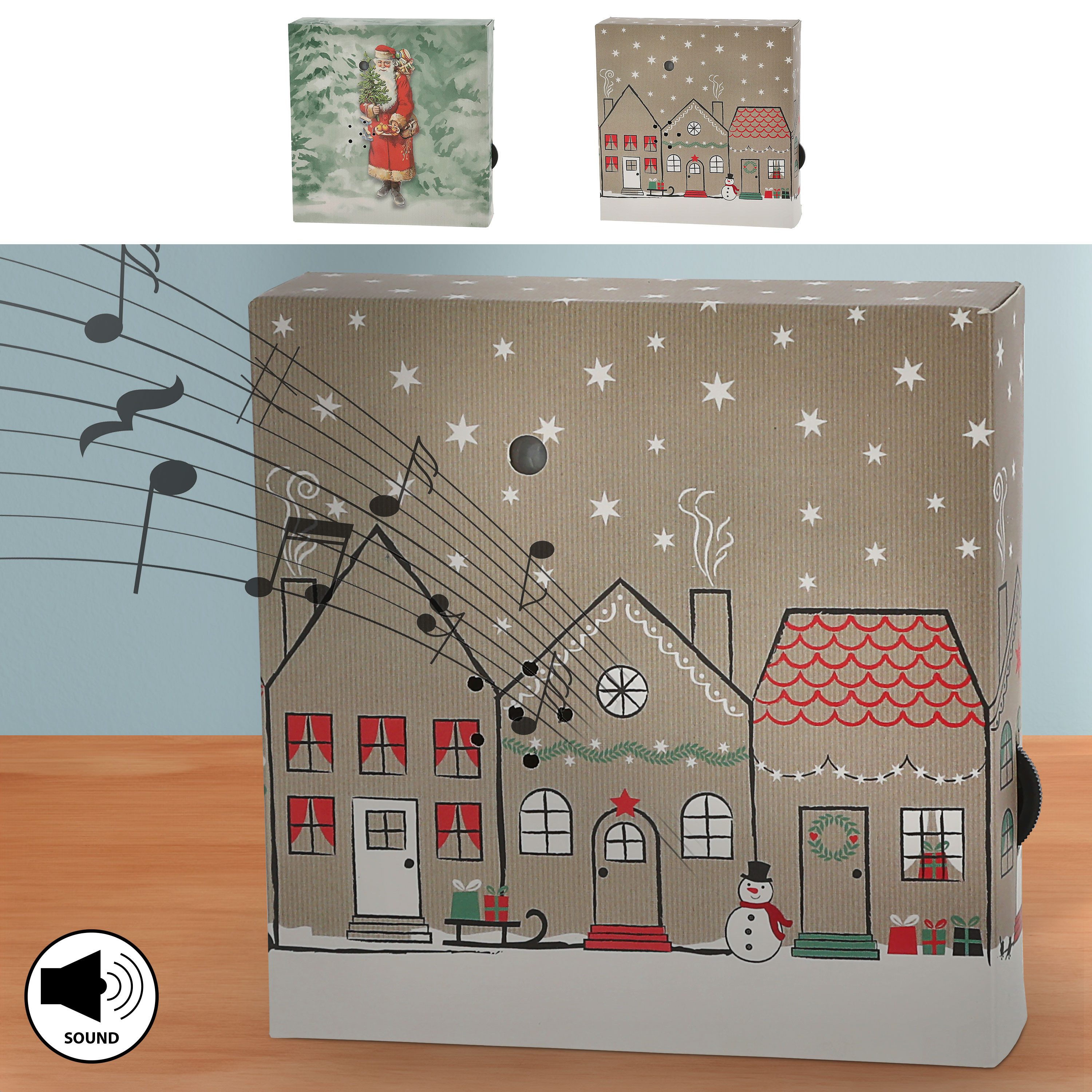CEPEWA Bewegungsmelder Soundbox 'XMas' 2er Set 2 X-Mas Sounds Bewegungsmelder 12x12x3,5cm
