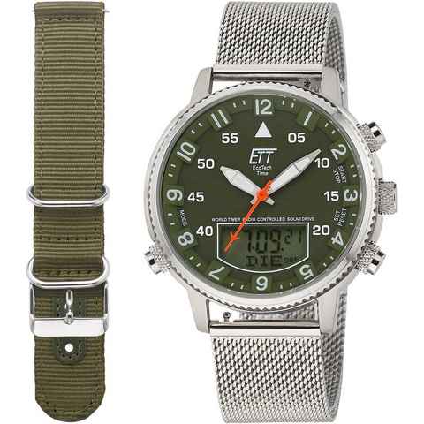 ETT Funkchronograph Adventure, EGS-11474-82MN, (Set, 2-tlg., Uhr und Zusatzband), Armbanduhr, Herrenuhr, Stoppfunktion, Datum, Solar