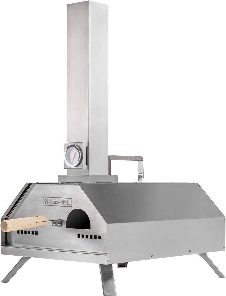 Heidenfeld Pizzaofen Outdoor Holzofen Pelletofen Rimini - 500°C, Pizzamaker - Backofen - Thermometer bis 540°C