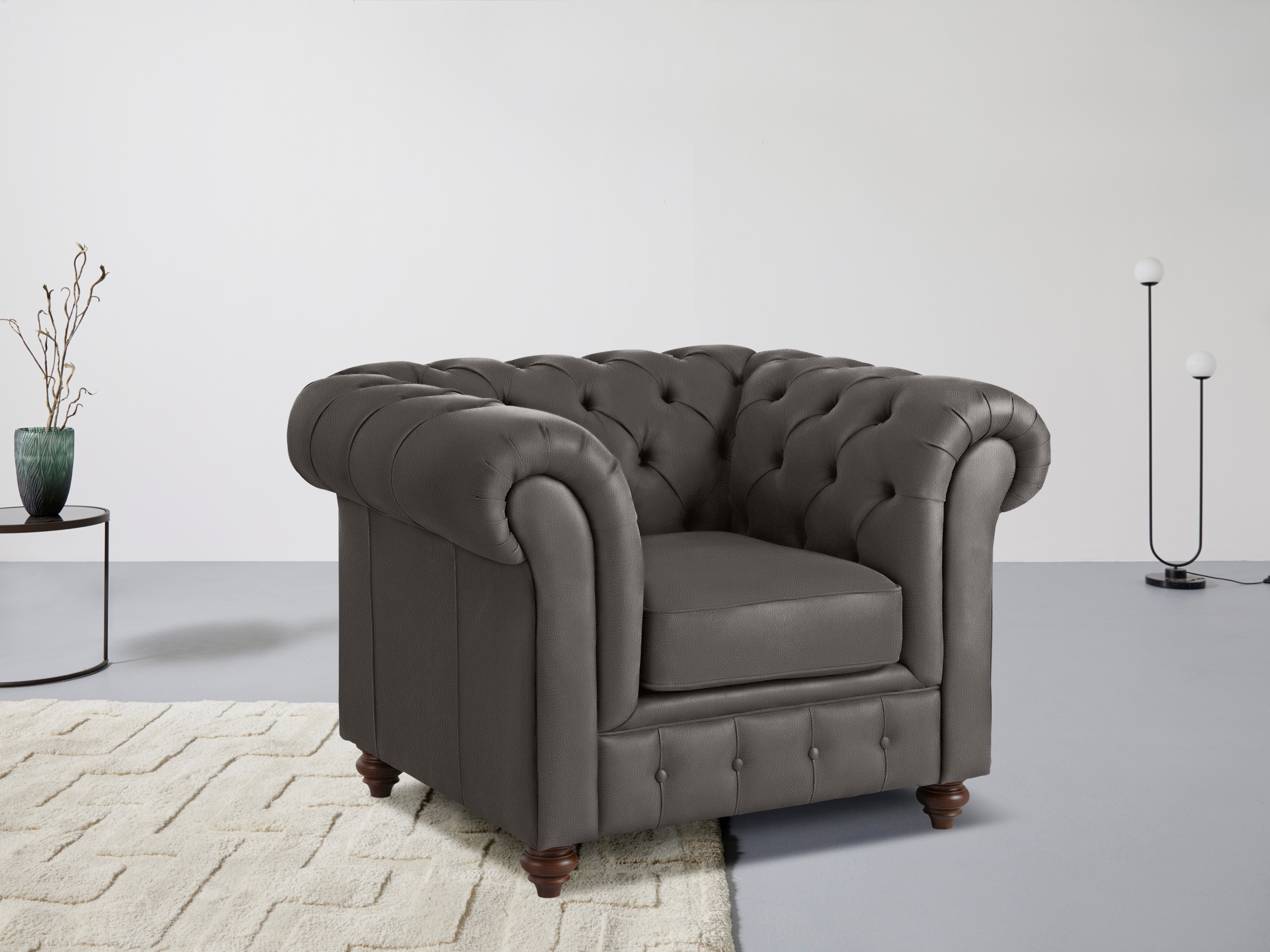 Home affaire Sessel Chesterfield B/T/H: 105/69/74 cm, mit hochwertiger Knopfheftung, auch in Leder