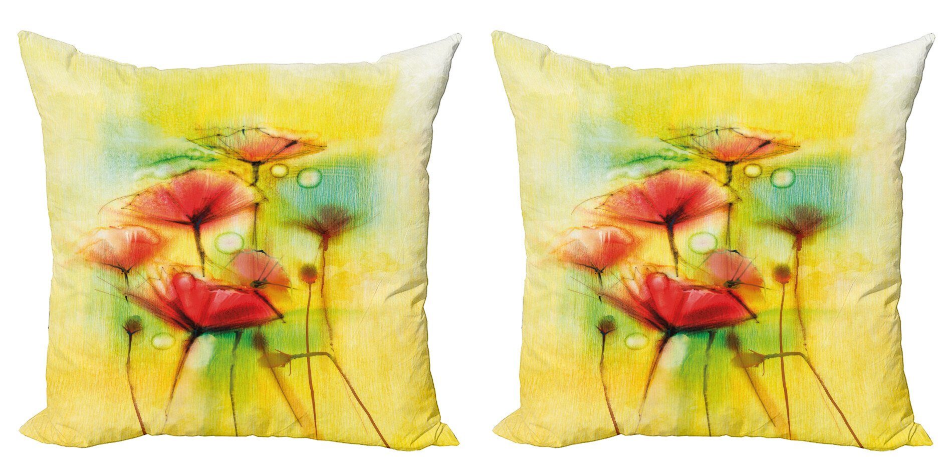 Kissenbezüge Modern Accent Doppelseitiger Digitaldruck, Abakuhaus (2 Stück), Blumen Mohnblumen-Blumen-Blüten