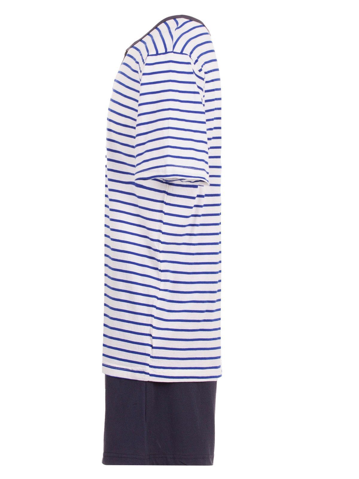 Schlafanzug Gestreift Terre blau Shorty - Pyjama Knopf Henry mit Set
