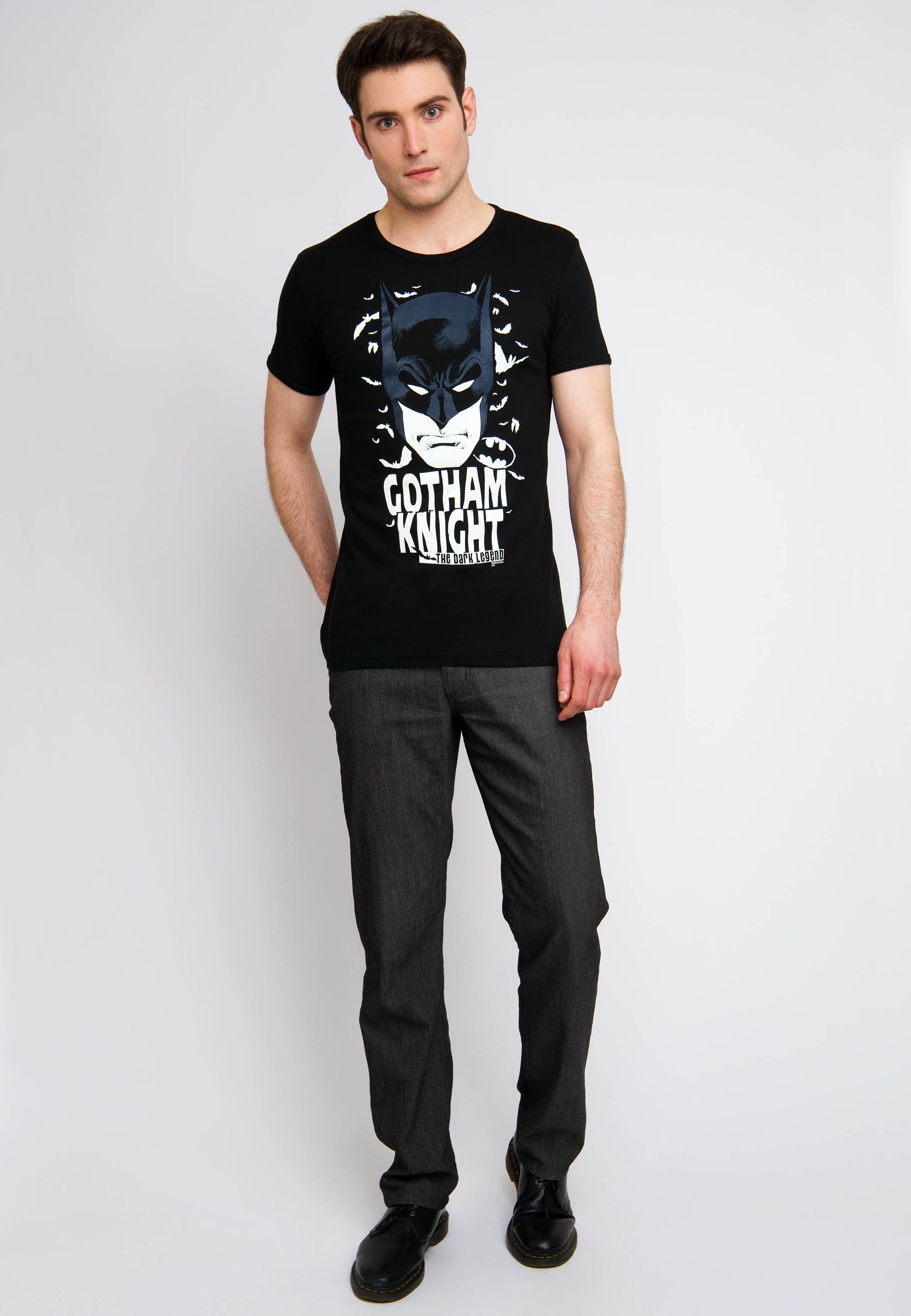 - Knight Batman-Frontprint T-Shirt coolem - DC mit LOGOSHIRT Batman Gotham