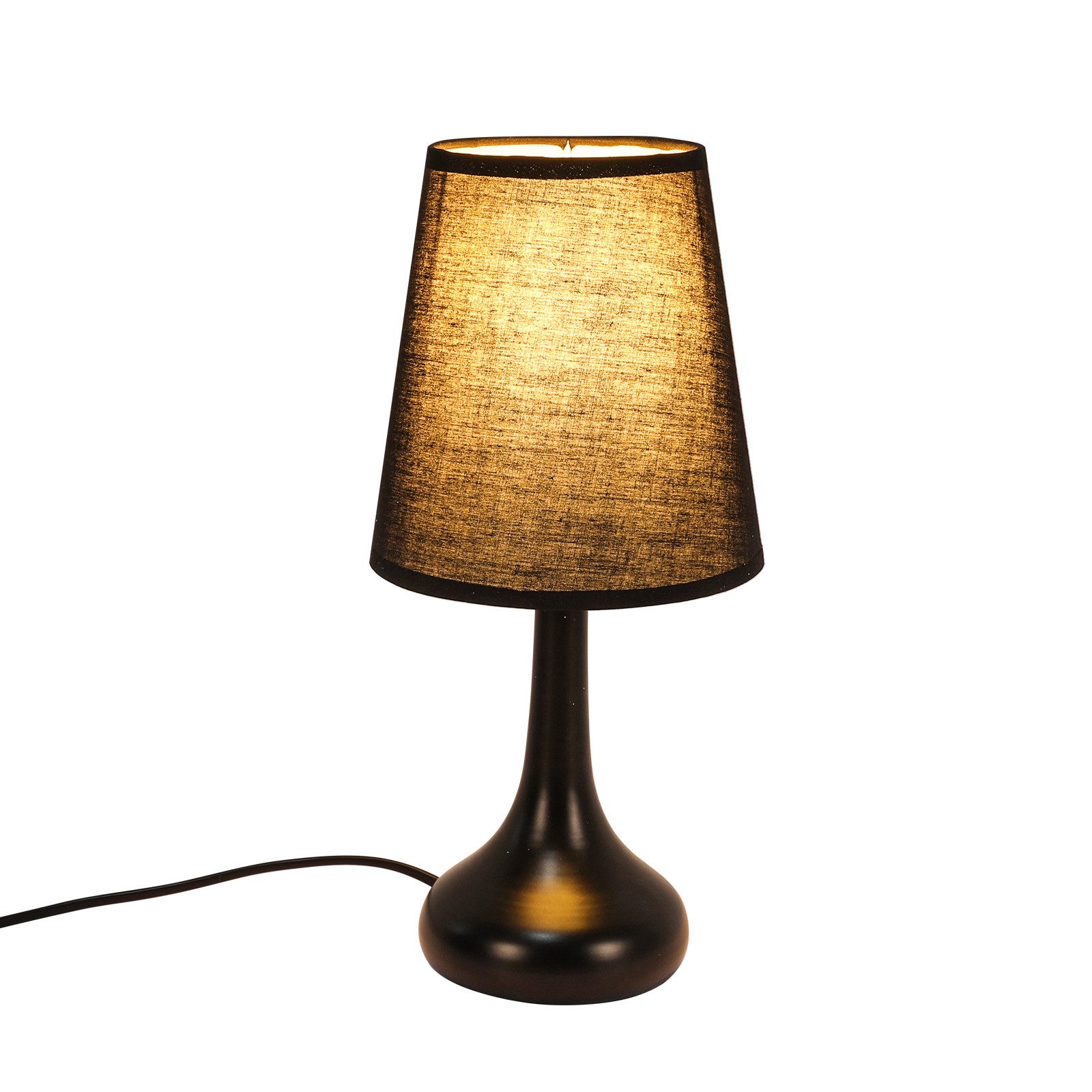 Riserva Schreibtischlampe Tischlampe Schwarz E27 Retro Stoffschirm mit Schalter