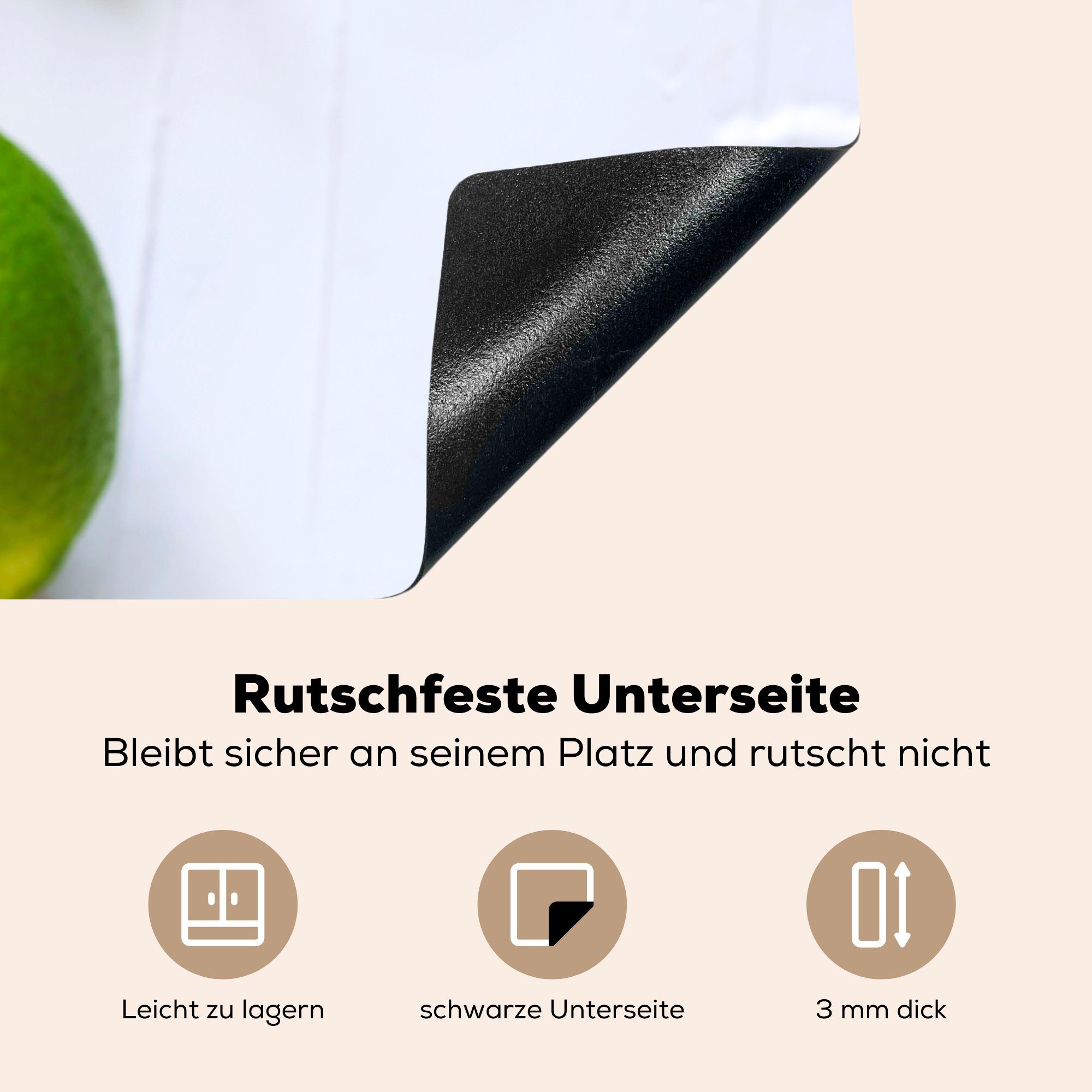 Herdblende-/Abdeckplatte Vinyl, für Ceranfeldabdeckung Glas, die küche, tlg), Mojito-Cocktail im Limette Minze Schutz 81x52 Induktionskochfeld mit und MuchoWow cm, (1