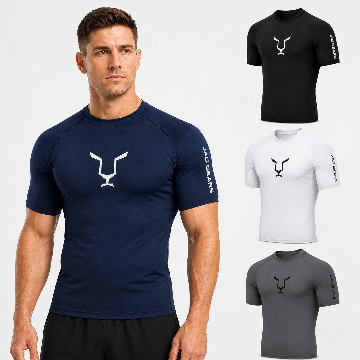 JAG GEARS Rash Guard Jag Gears Compression Rash Guard Herren – Kurzarm Funktionsshirt, (Set, 1er-pack) Geeignet für MMA Kickboxen, Muay Thai, Sparring, Training und Wettkamp