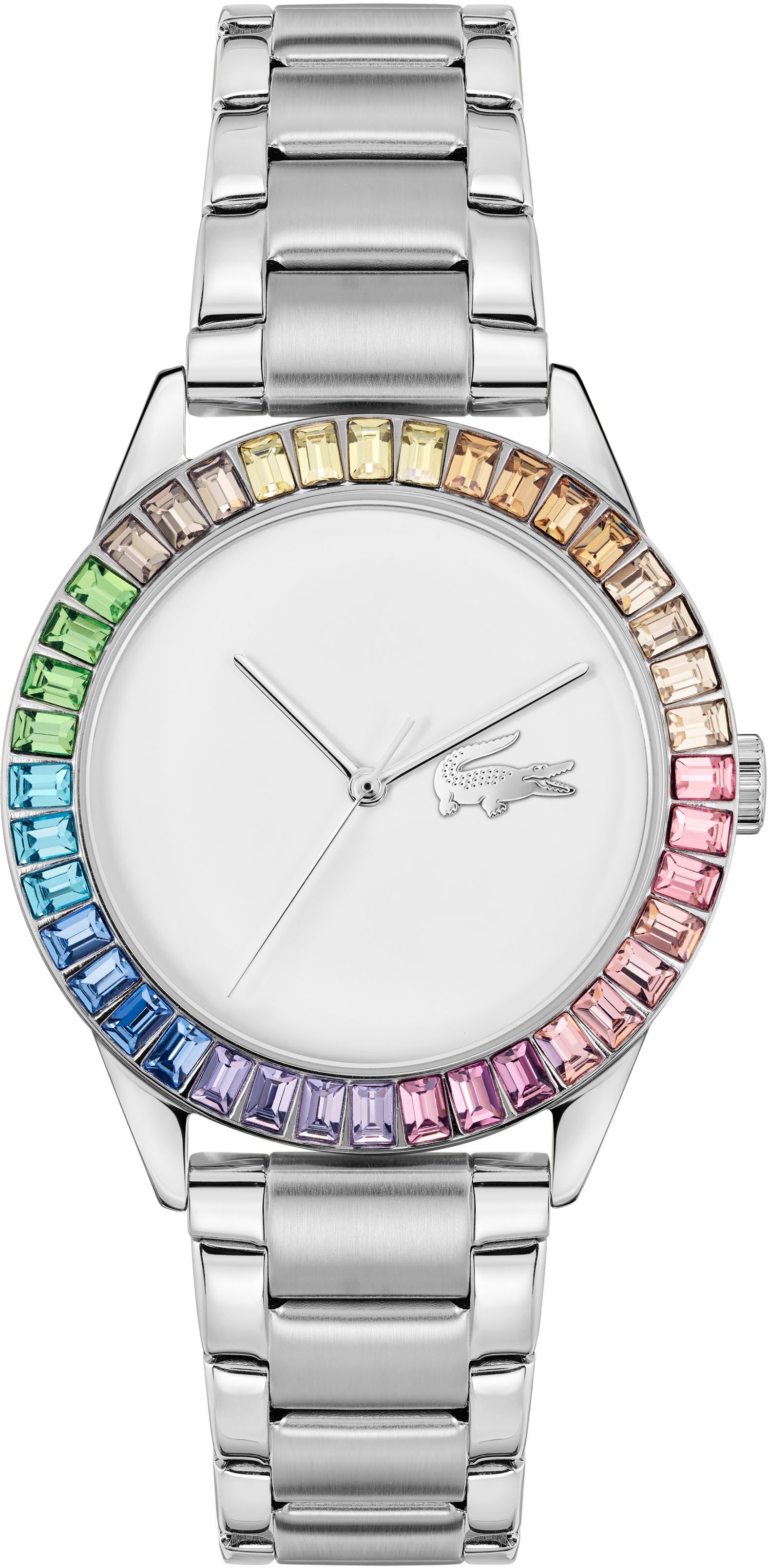 Lacoste Quarzuhr LADYCROC 2001409, Armbanduhr, Damenuhr, Edelstahlarmband, analog, Glaskristalle