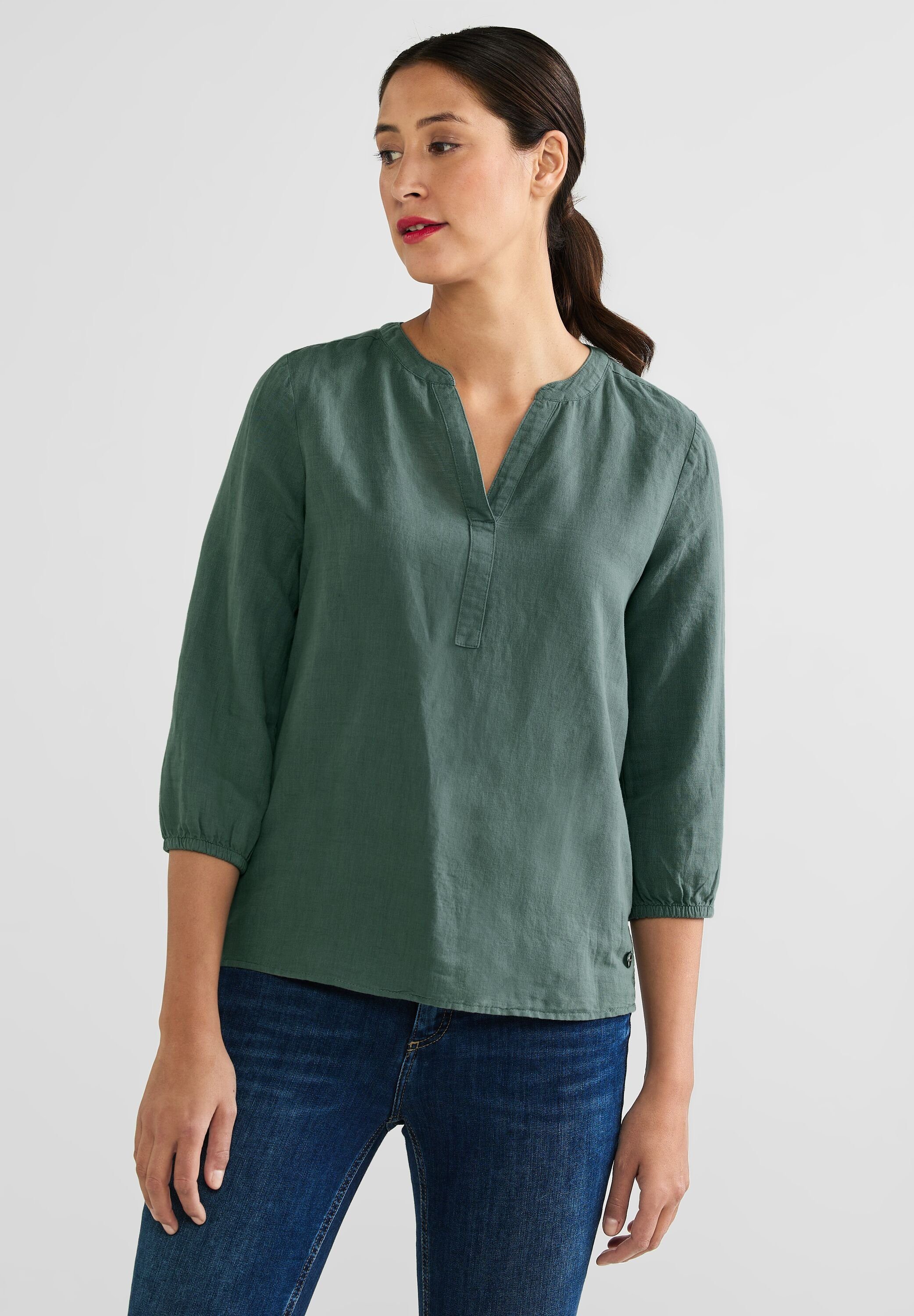 STREET ONE Klassische Bluse Street One Bluse mit 3/4 Ärmel in Deep Leafy  Green (1-tlg) Nicht Vorhanden, Maße bei Größe 38 ca.: Länge 67 cm, Brust  108 cm, Saumweite 114 cm