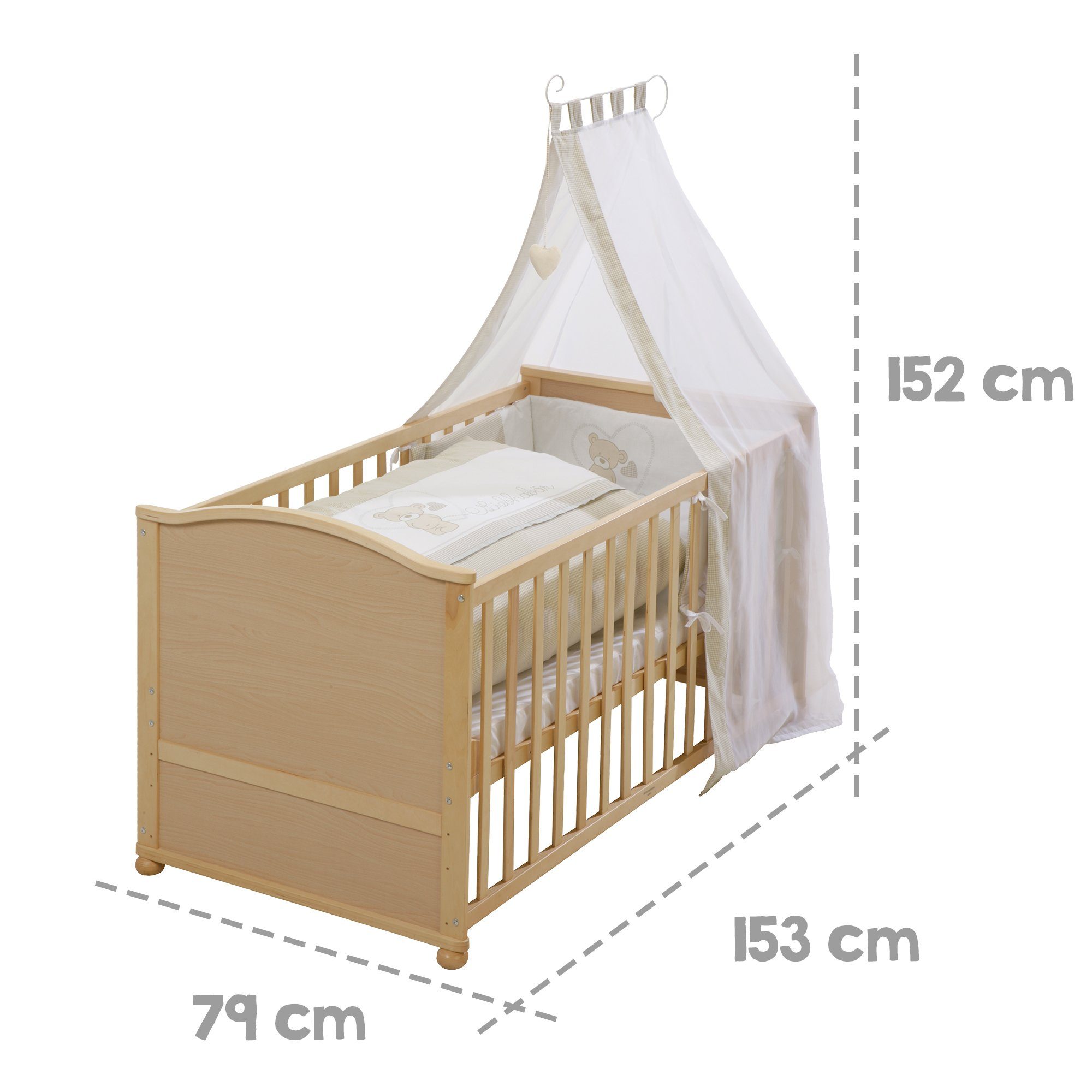 roba® Babybett Komplettbettset, verschiedene Ausführungen, Gitterbett, umbaubar, inkl. Textilausstattung