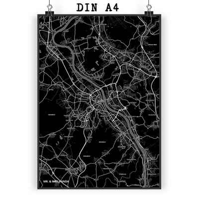 Mr. & Mrs. Panda Poster DIN A4 Bonn - Geschenk, Wandposter, Stadt, Ort, Stadt Dorf Karte Land, Stadt Black (1 St)