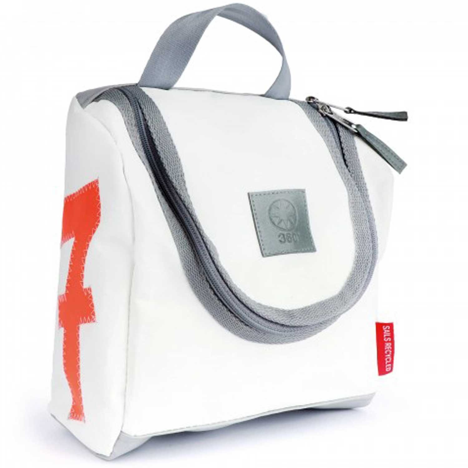 Reisetasche Kulturbeutel weiss Zahl neon orange