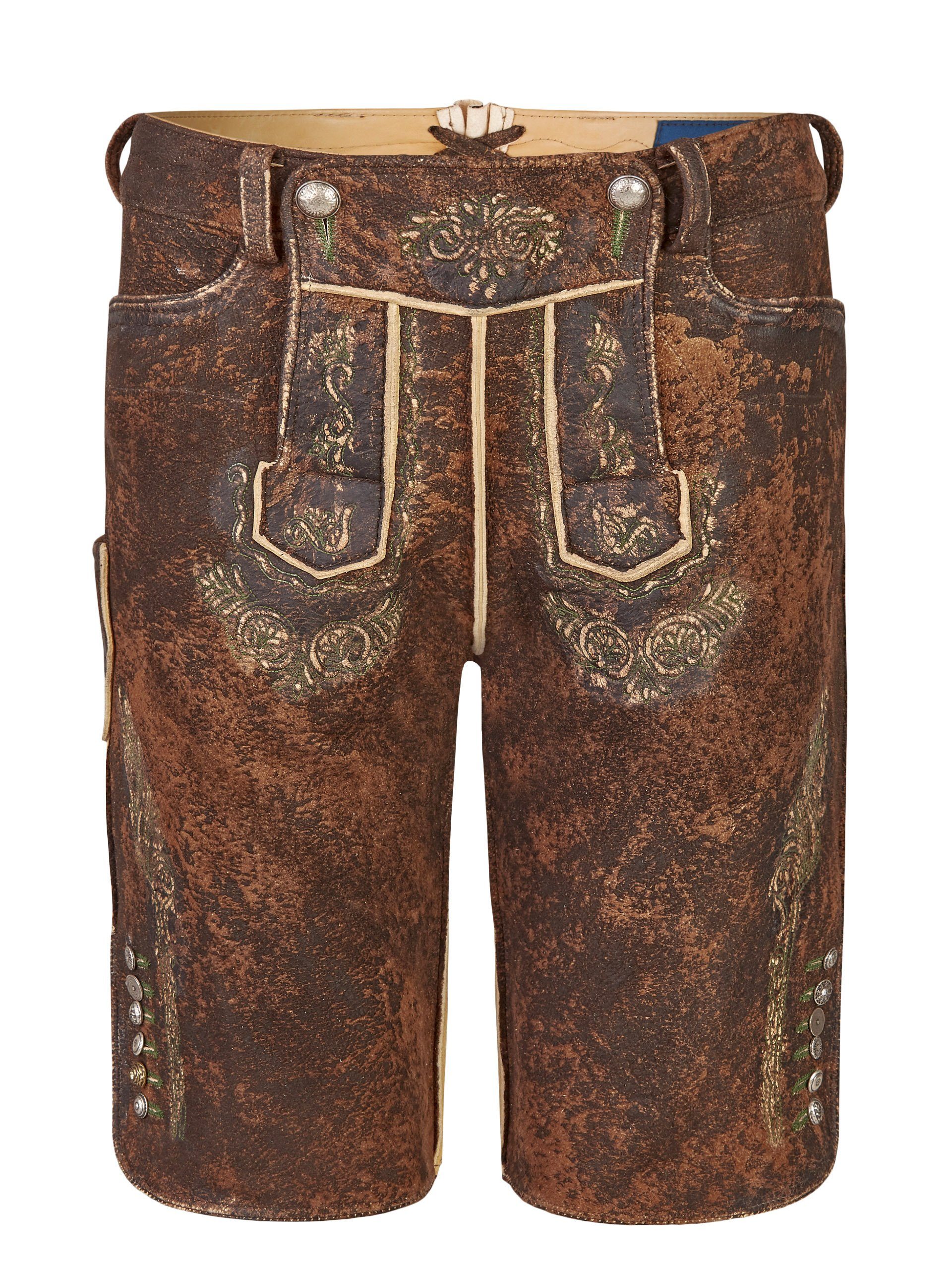 Almbock Trachtenlederhose Damen Lederhose Fanny (1-tlg) braun antik-used