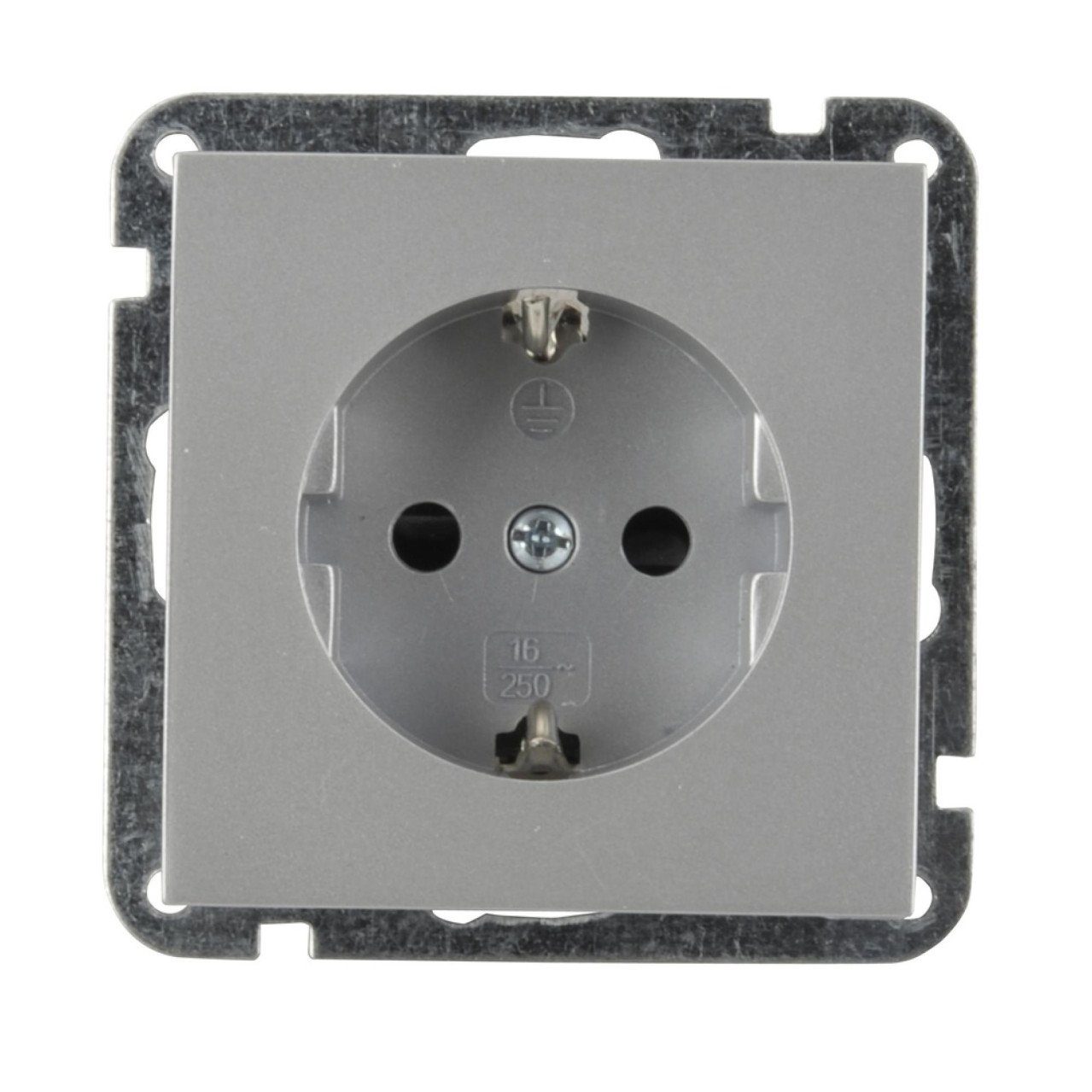 Lichtschalter Unitec Steckdose mit Berührschutz silber, Serie