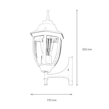 Licht-Erlebnisse Außen-Wandleuchte LYON, ohne Leuchtmittel, Außenlampe Wand Schwarz Hof Haus Glas Aluminium IP44 E27 Rustikal