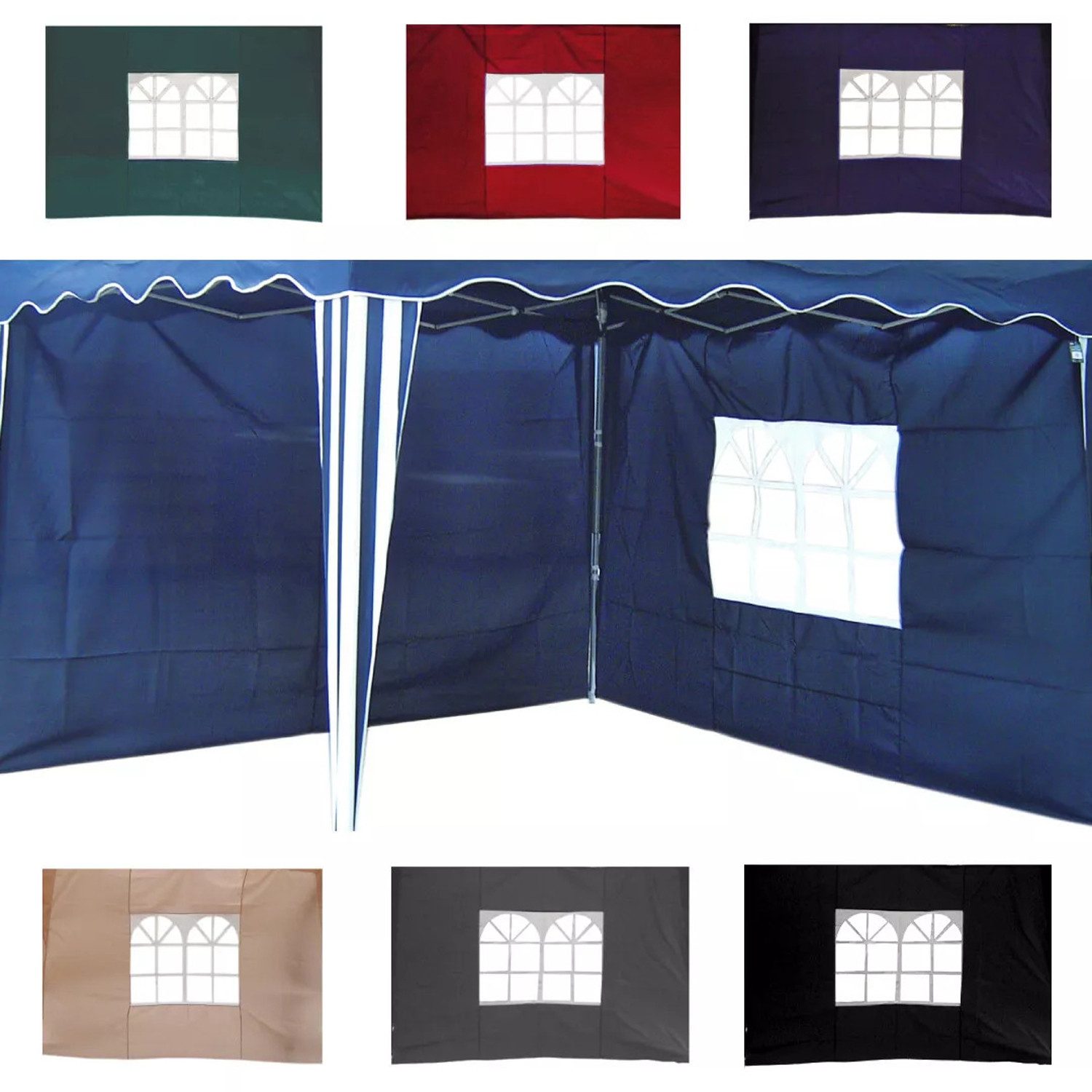 Mojawo Pavillon-Ersatzdach 2er Seitenteile Fenster Seitenwand Alu-Faltpavillon Pavillon 300x300cm, 3 x 3 cm
