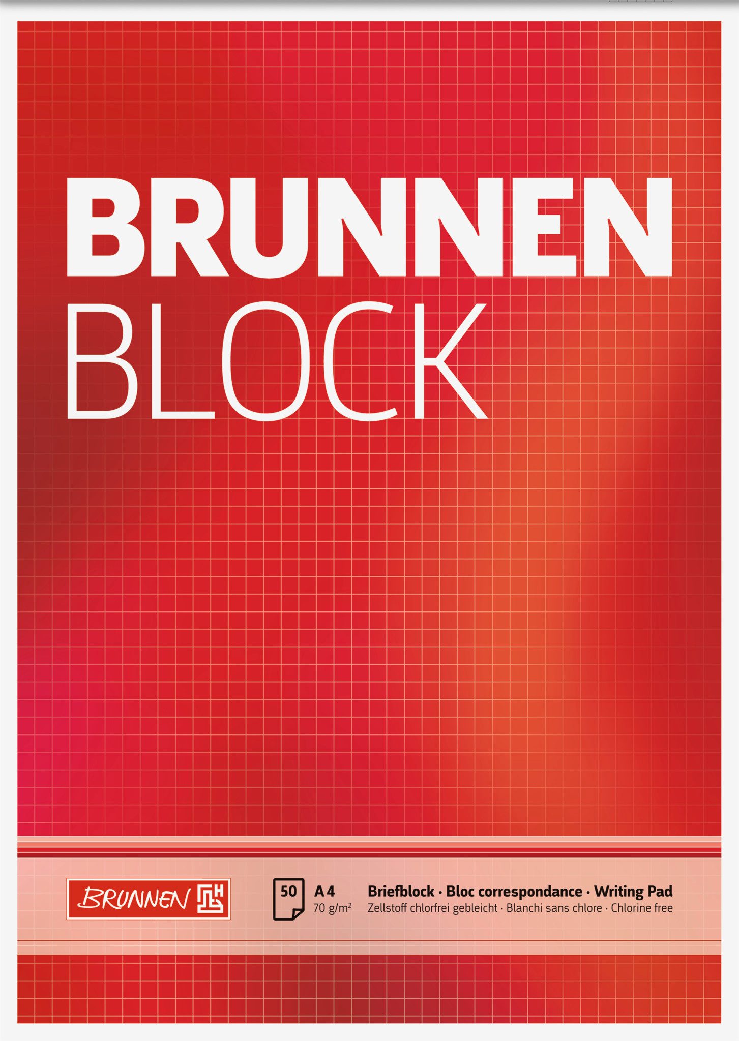 BRUNNEN Notizblock BRUNNEN Briefblock BRUNNEN-Block A4 50 Blatt Lin 22 rot 10-52728