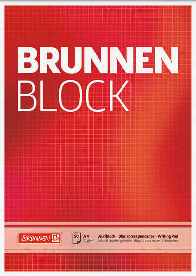 BRUNNEN Notizblock BRUNNEN Briefblock BRUNNEN-Block A4 50 Blatt Lin 22 rot 10-52728