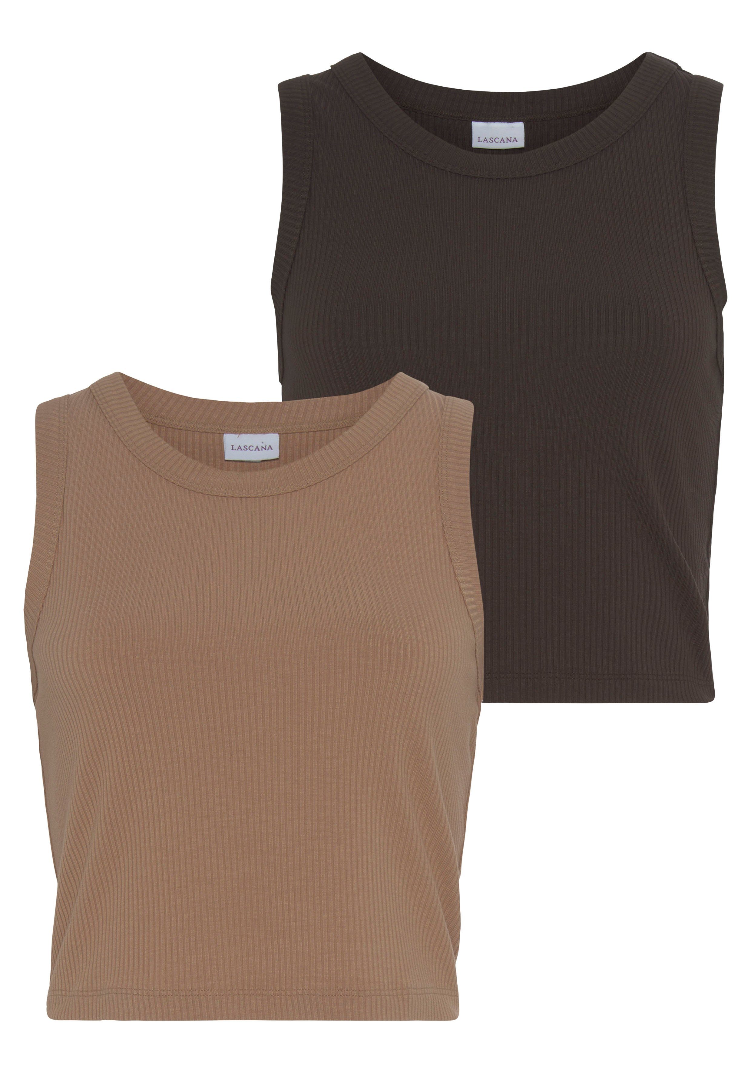 LASCANA Crop-Top (2er-Pack) aus weicher Rippware, sommerliche Basic Tops günstig online kaufen