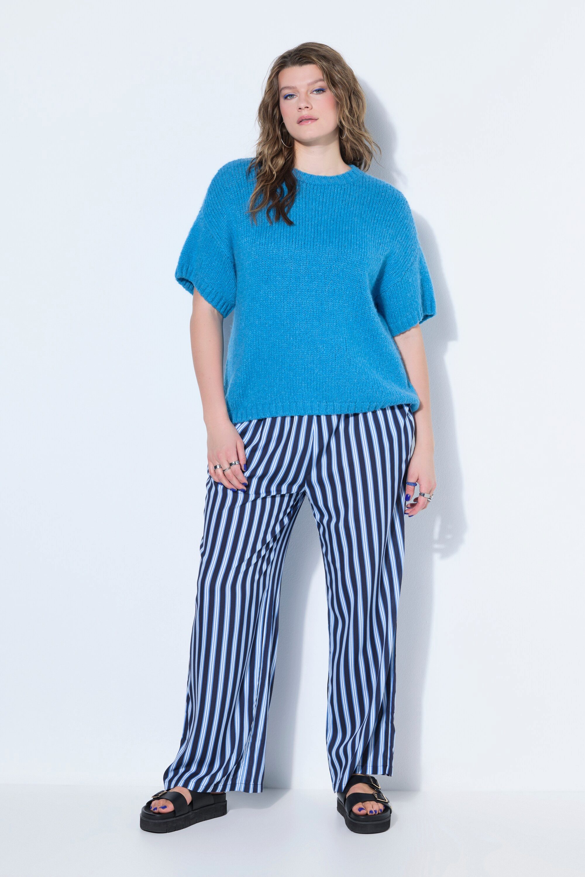 Studio Untold Strickpullover Pullover Oversize Shape Fancy-Strick Halbarm günstig online kaufen
