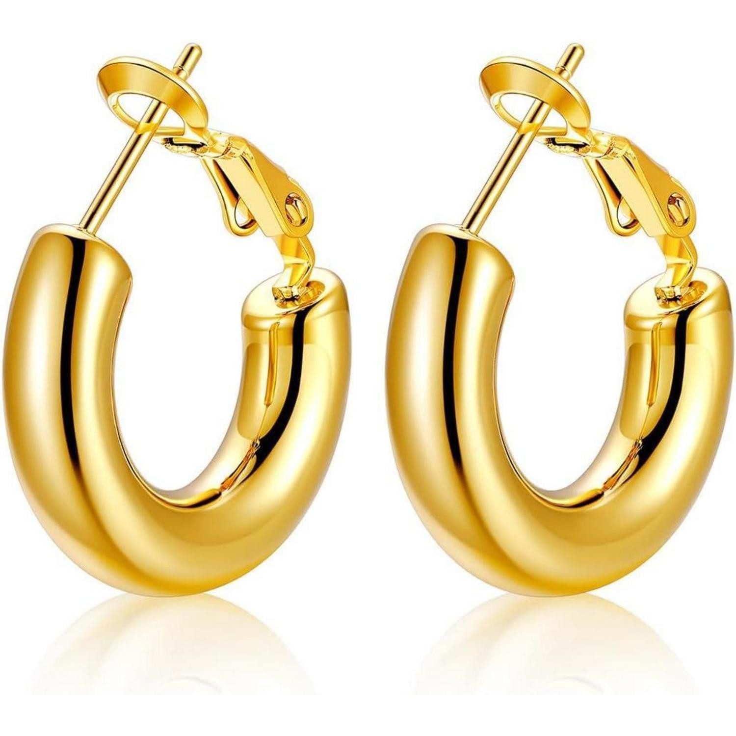 LuxusKollektion Schmuckset Creolen Damen Edelstahl Vergoldet 5mm 30mm 80mm 01-Gold-20mm