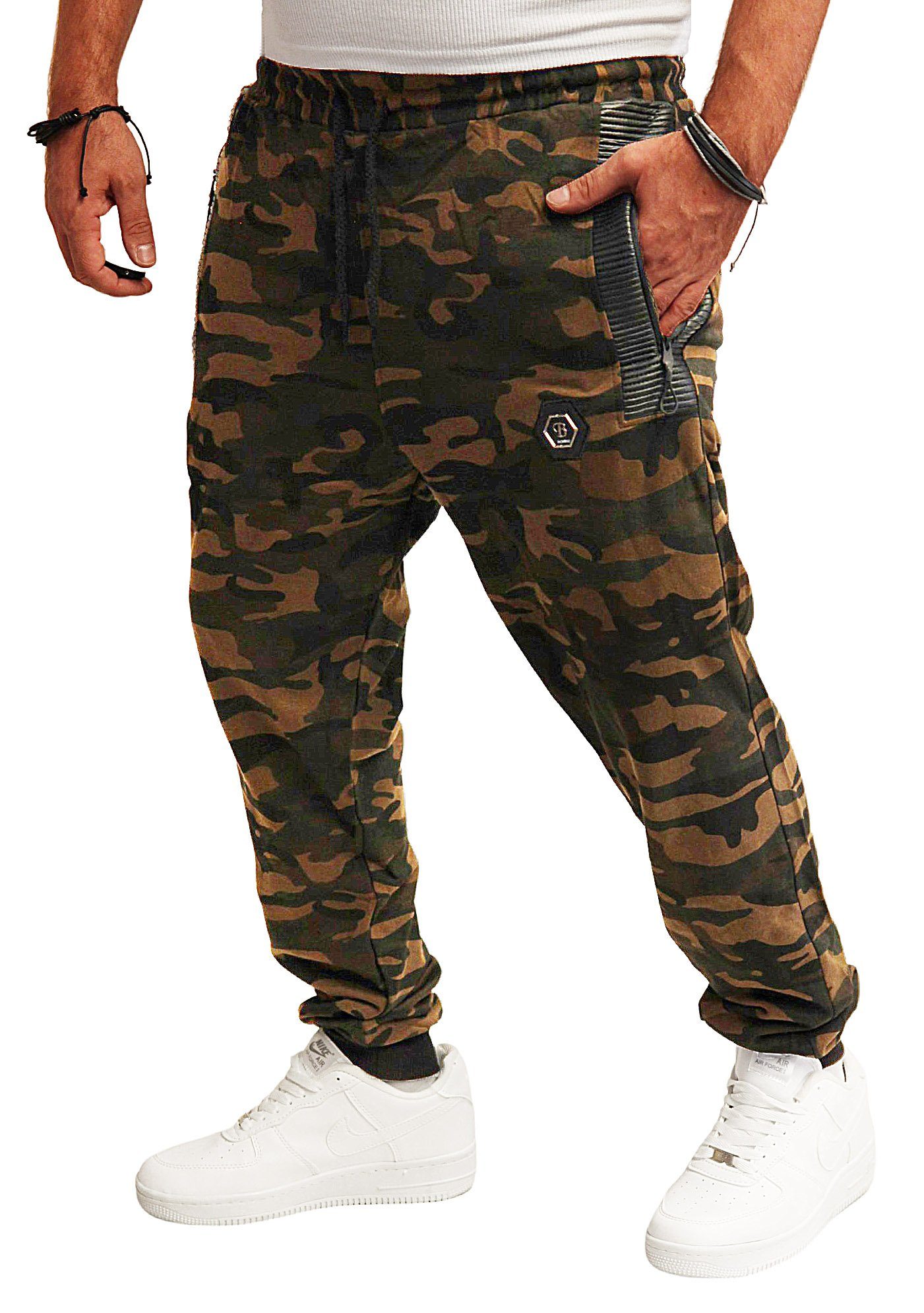 (051) Camou-Dunkel Jogginghose Hose RMK Trainingshose Camouflage Tarn Herren Fitnesshose Army
