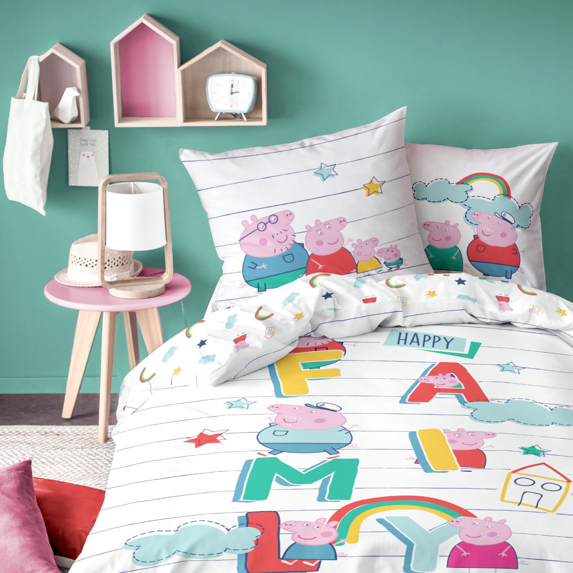 BERONAGE Kinderbettwäsche Peppa Wutz Family Bettwäsche günstig online kaufen