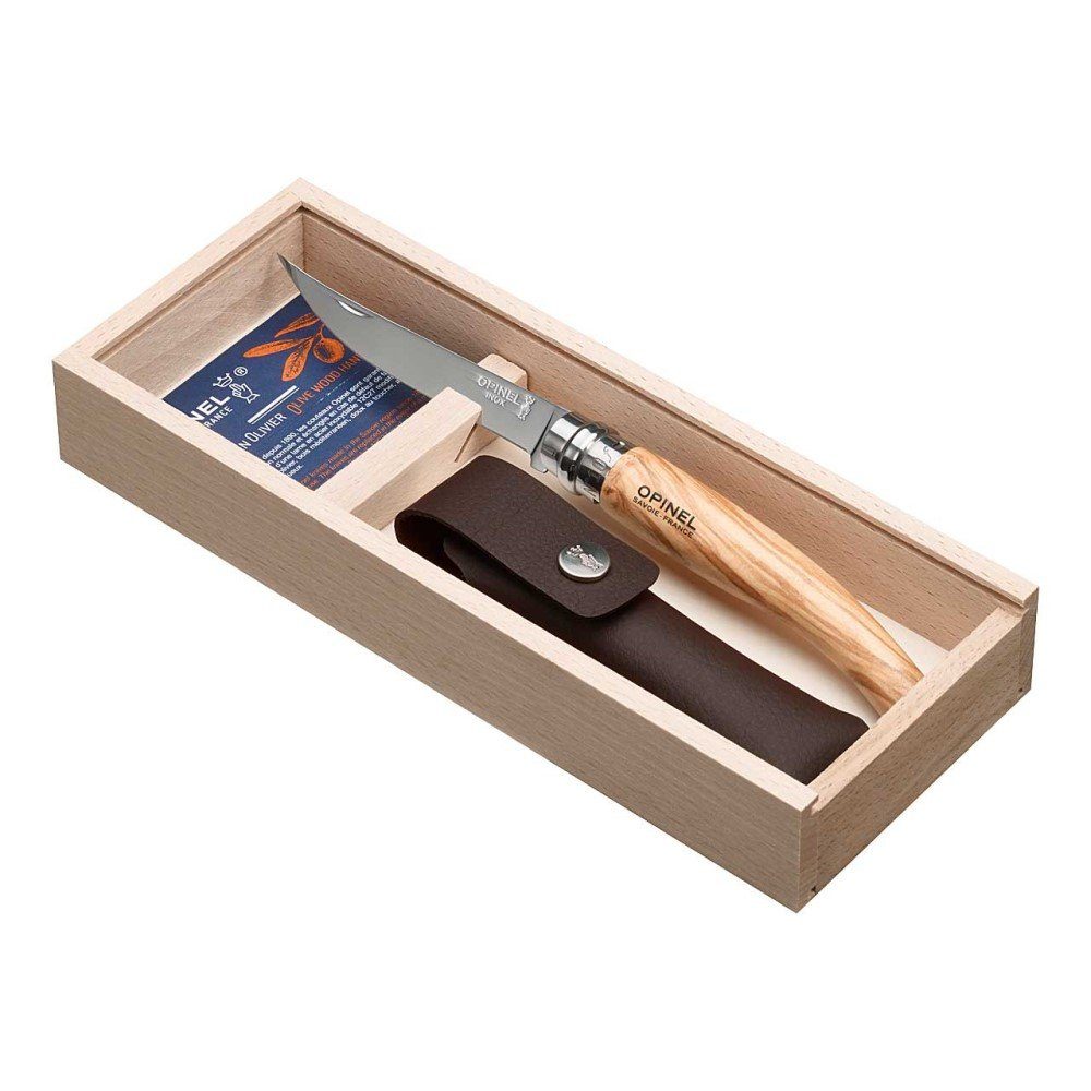 Opinel Taschenmesser, Opinel Taschenmesser No 10, Slim-Line, rostfrei, Olive, mit Etui