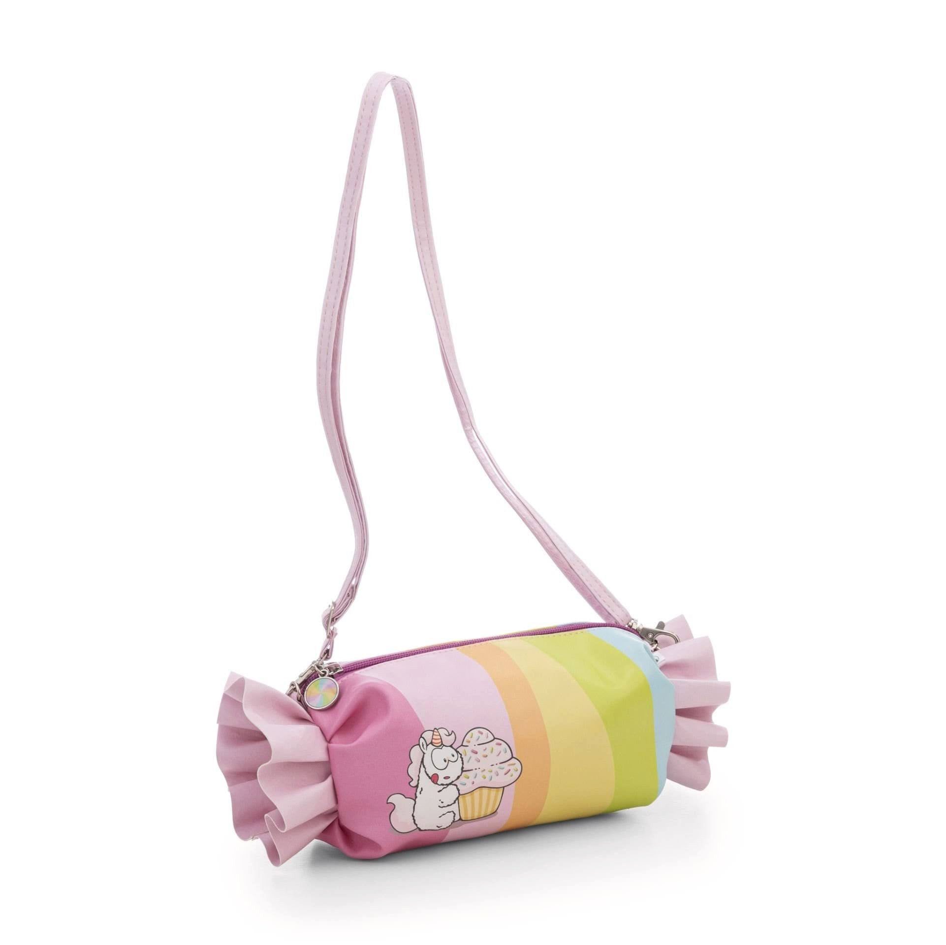 Nici Schultertasche Schultertasche Theodor & Friends Bonbon, Pastellfarbenes Regenbogendesign