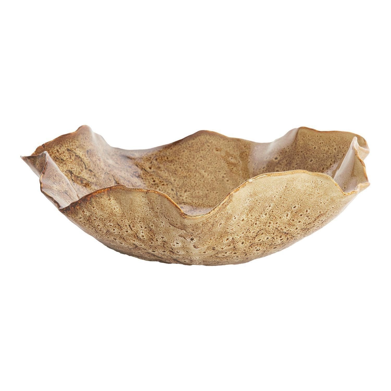 Light & Living Dekoschale BANDA, B 33 x H 6,5 x T 32 cm, Beige-Braun, (1 St), Keramik, mit gewelltem Rand