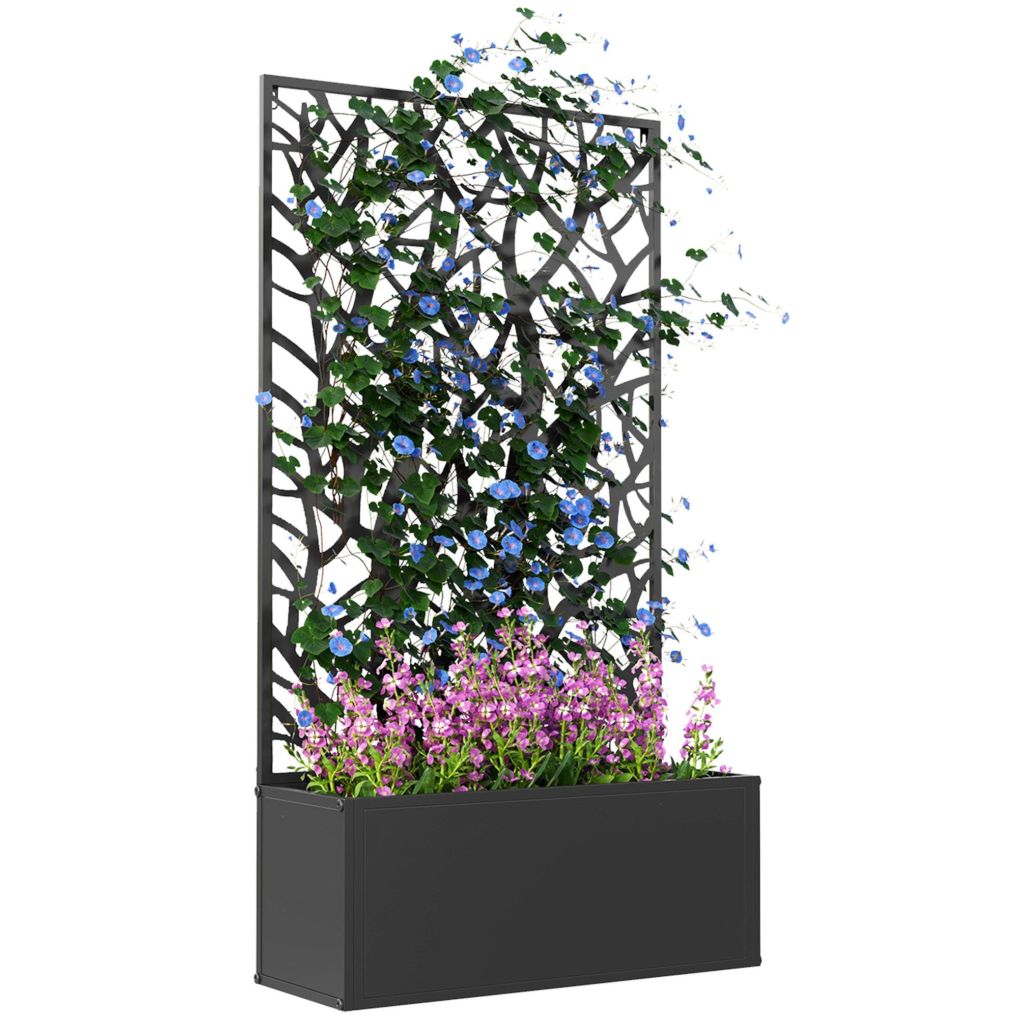 Hochbeet Pflanzkasten mit Rankgitter, Blumenkasten für Kletterpflanzen