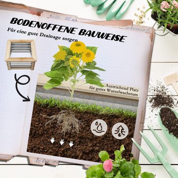Outsunny Hochbeet mit Holzrahmen (Blumenkasten, 1 St., Pflanzenkasten), für Garten, Balkon, Natur