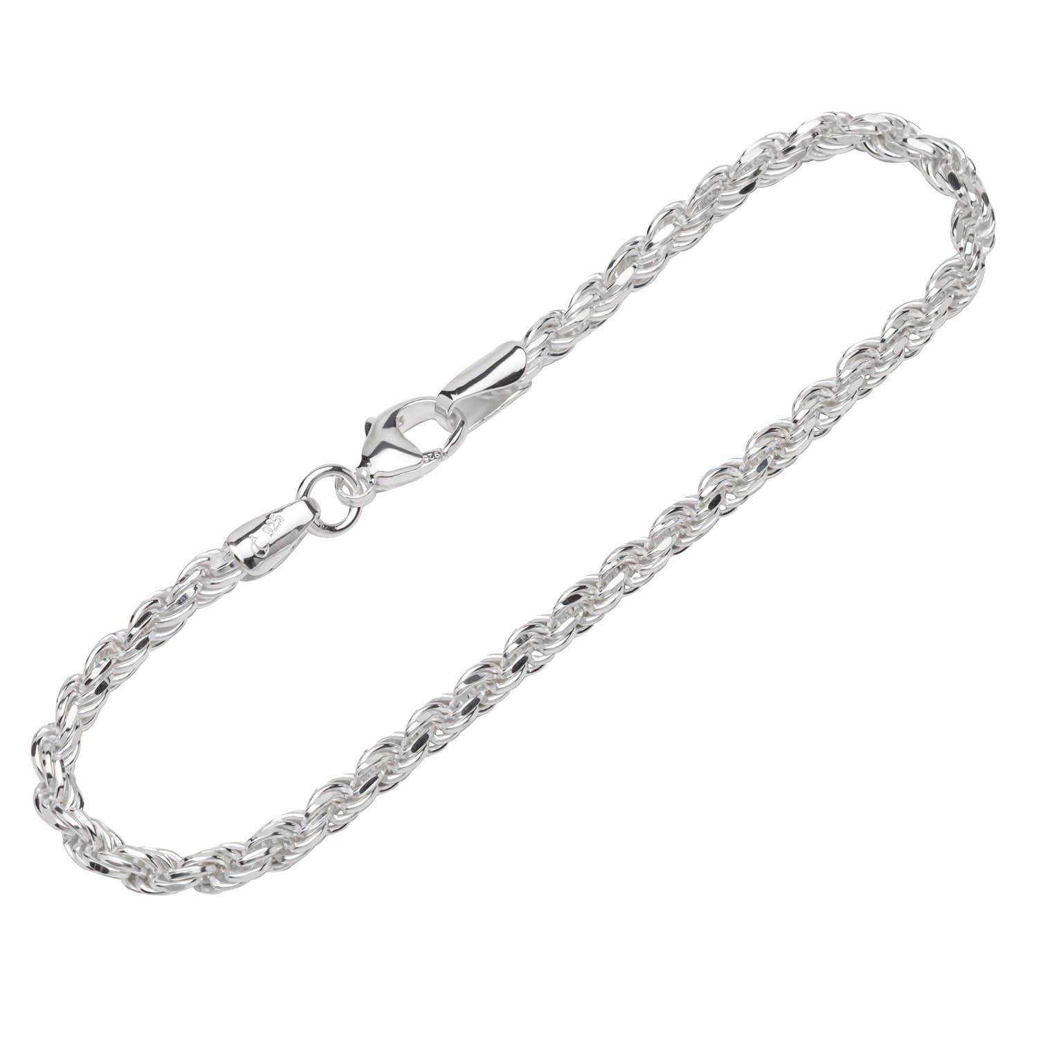Silberarmband Armband 925 Sterling Silber 19cm Kordelkette diama