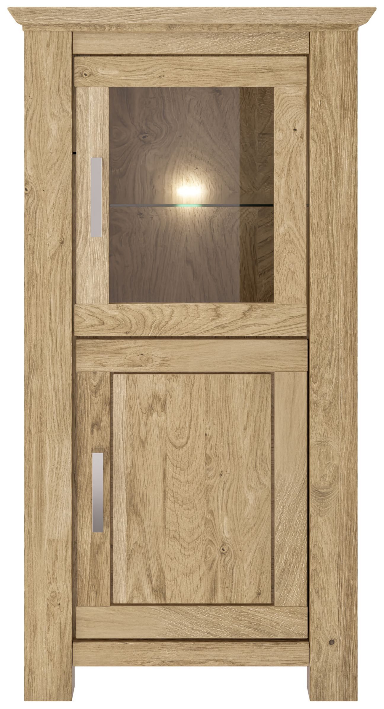 FURNARO Stauraumschrank Wildeiche teilmassiv geölt komplett montiert 79x145x47 cm