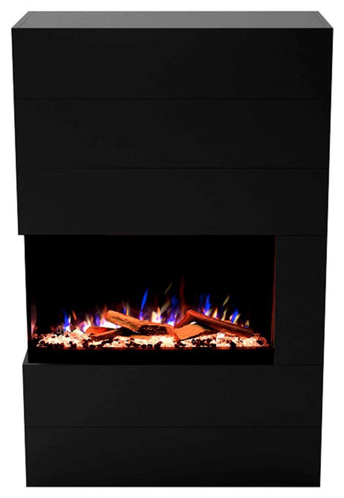 GLOW FIRE Elektrokamin »Portia, links schwarz Dekoration Heizung, 3D echte Flamme täuschend LED«, und offen mit Holz E-Motion Kristall