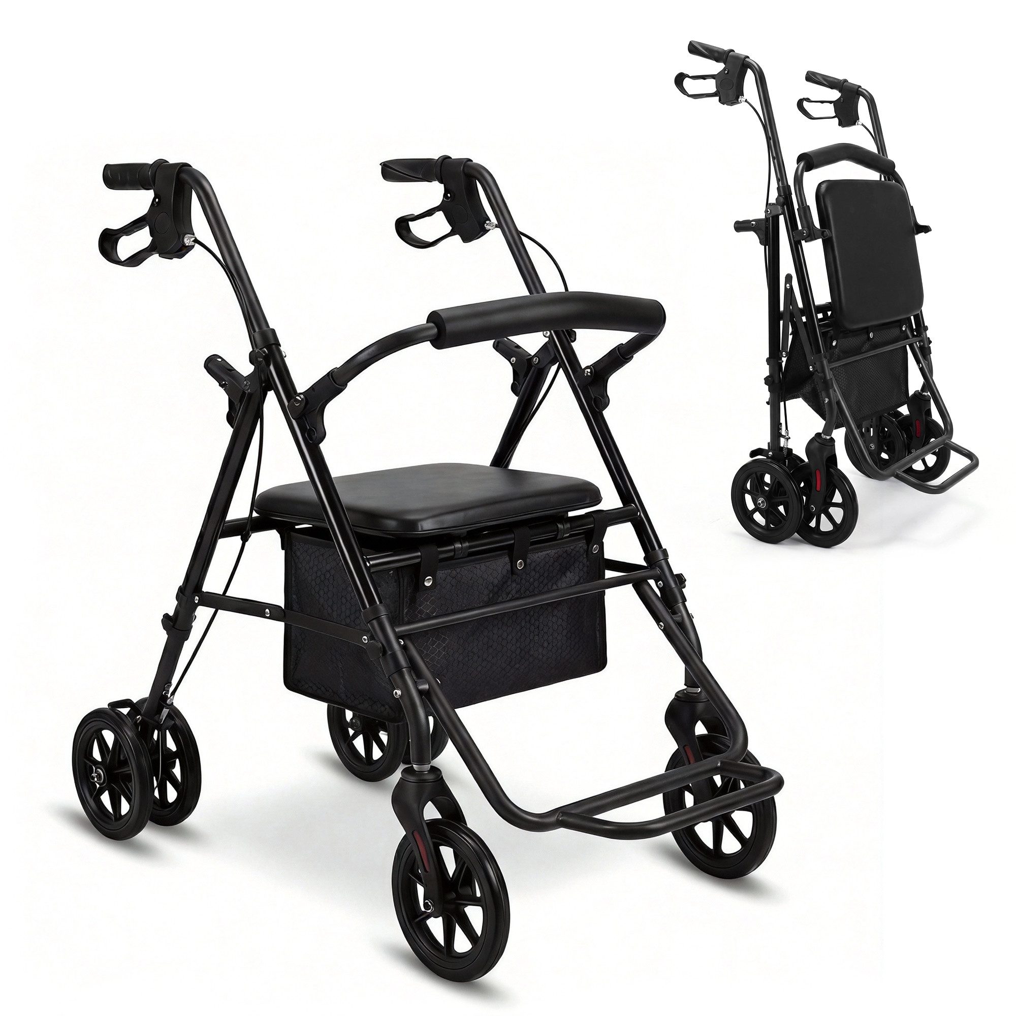 SEHAUSEU Rollator leicht und faltbar Gehhilfe höhenverstellbar Outdoor belastbar 100 kg