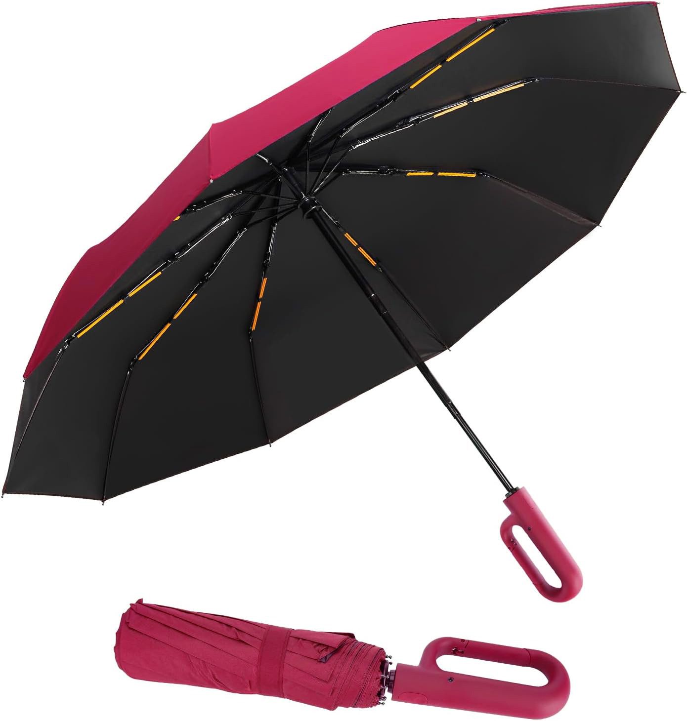 Coonoor Taschenregenschirm Vollautomatischer Faltregenschirm, großer Taschenschirm,(106cm, 126cm), D-förmiger Ringregenschirm, Outdoor-Sonnenschirm