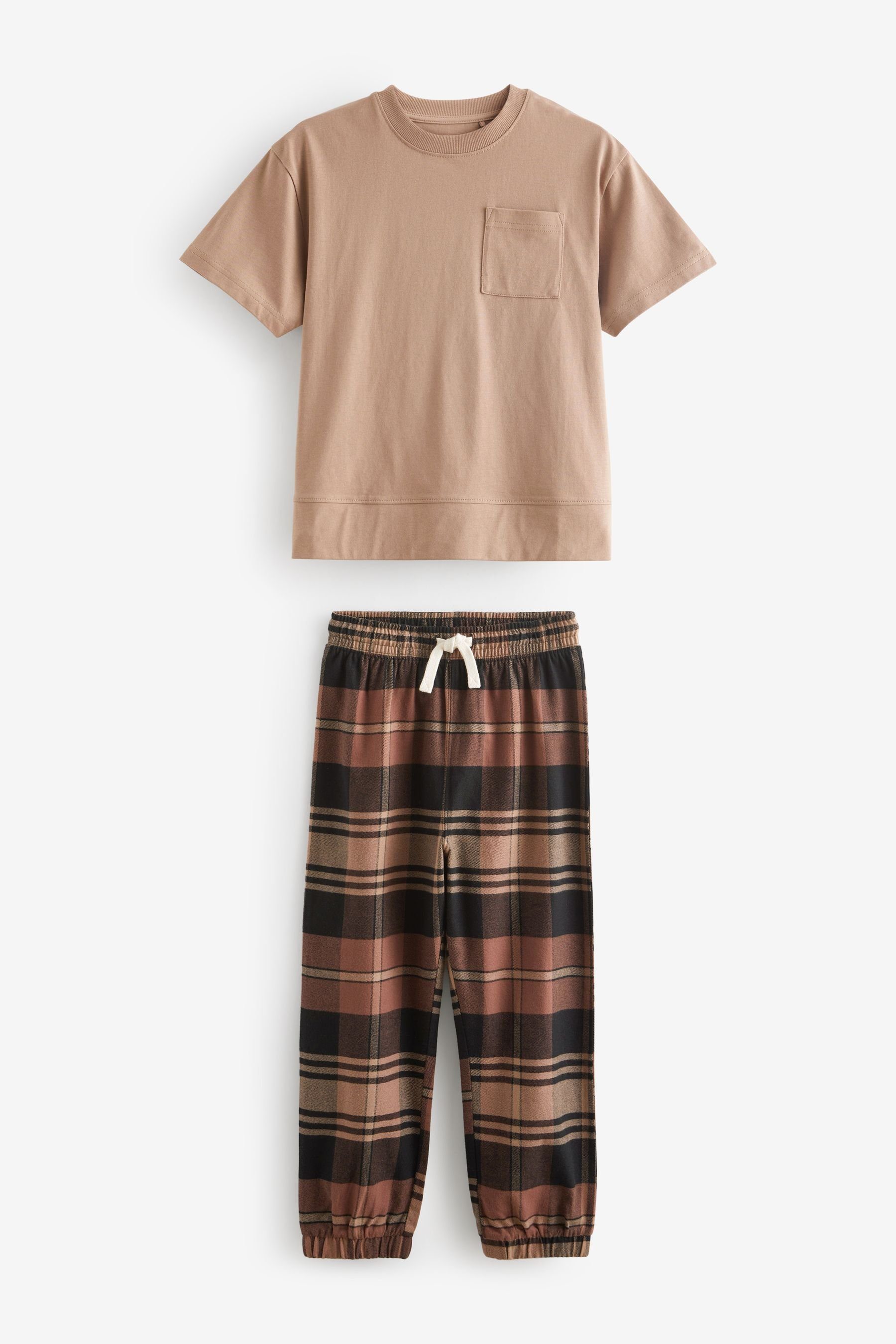 Next Pyjama Pyjamas im 2er-Pack (4 Chocolate tlg) Check Bottom Brown/Black