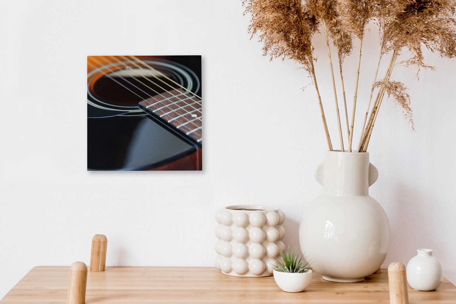 OneMillionCanvasses® Leinwandbild braune Leinwand und für Bilder Akustikgitarre, (1 schwarze Wohnzimmer St), Schlafzimmer Schöne