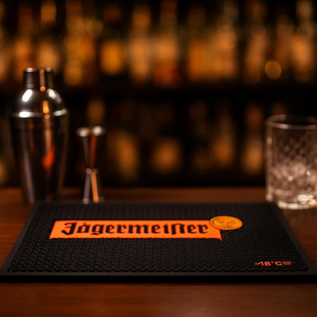Jägermeister Barmatte Barmatte – Große rutschfeste Silikon-Barunterlage mit Logo 45 × 30 cm, 45 cm × 30 cm – extra große Arbeitsfläche